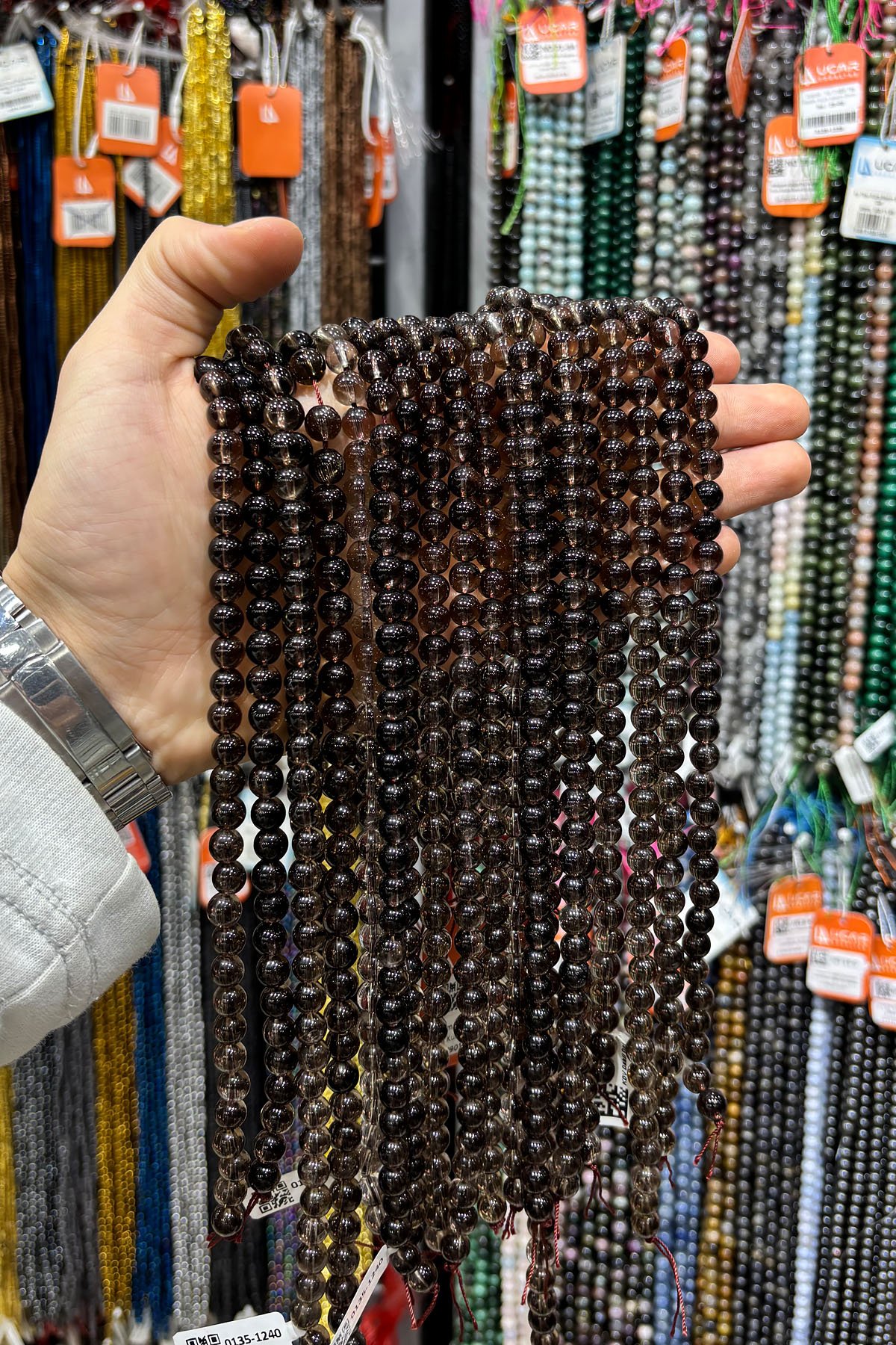 Dumanlı Kuvars Doğal Taş Küre Kesim 8mm Dizi