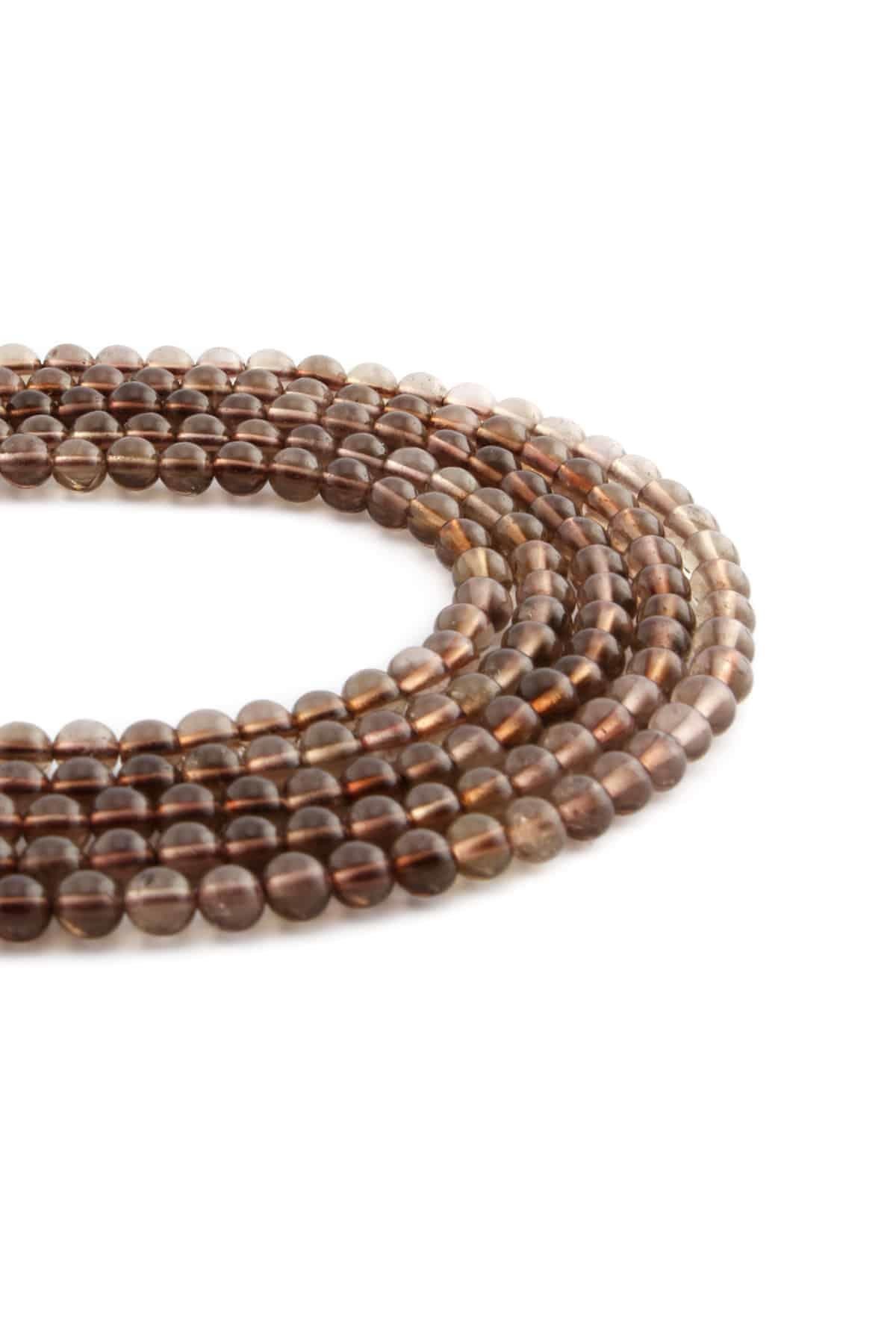 Dumanlı Kuvars Doğal Taş Parlak Küre Kesim 4mm Dizi [AA]