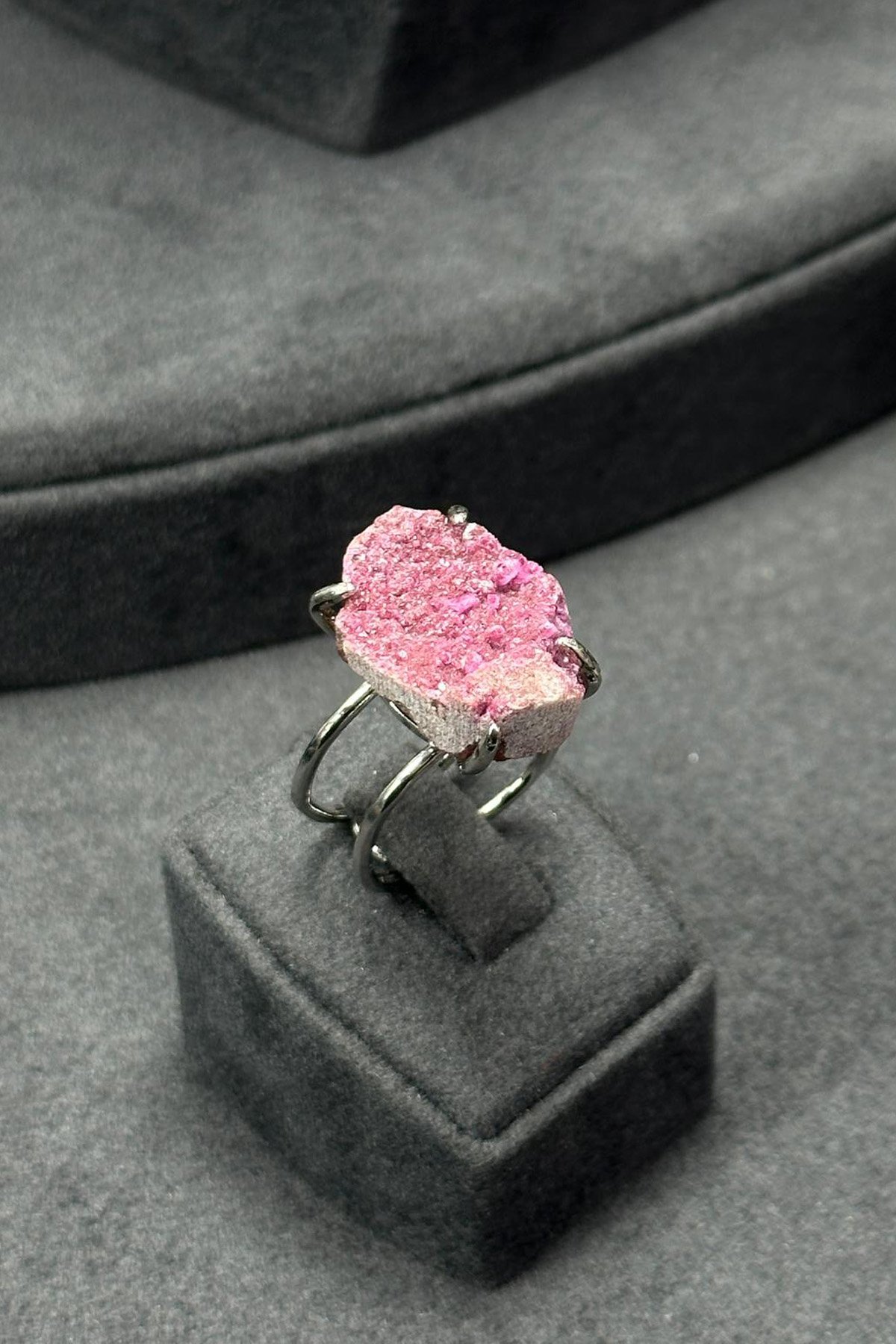 Elbait Turmalin Taşı Ham Kütle Kesim Çelik Ayarlanabilir Yüzük