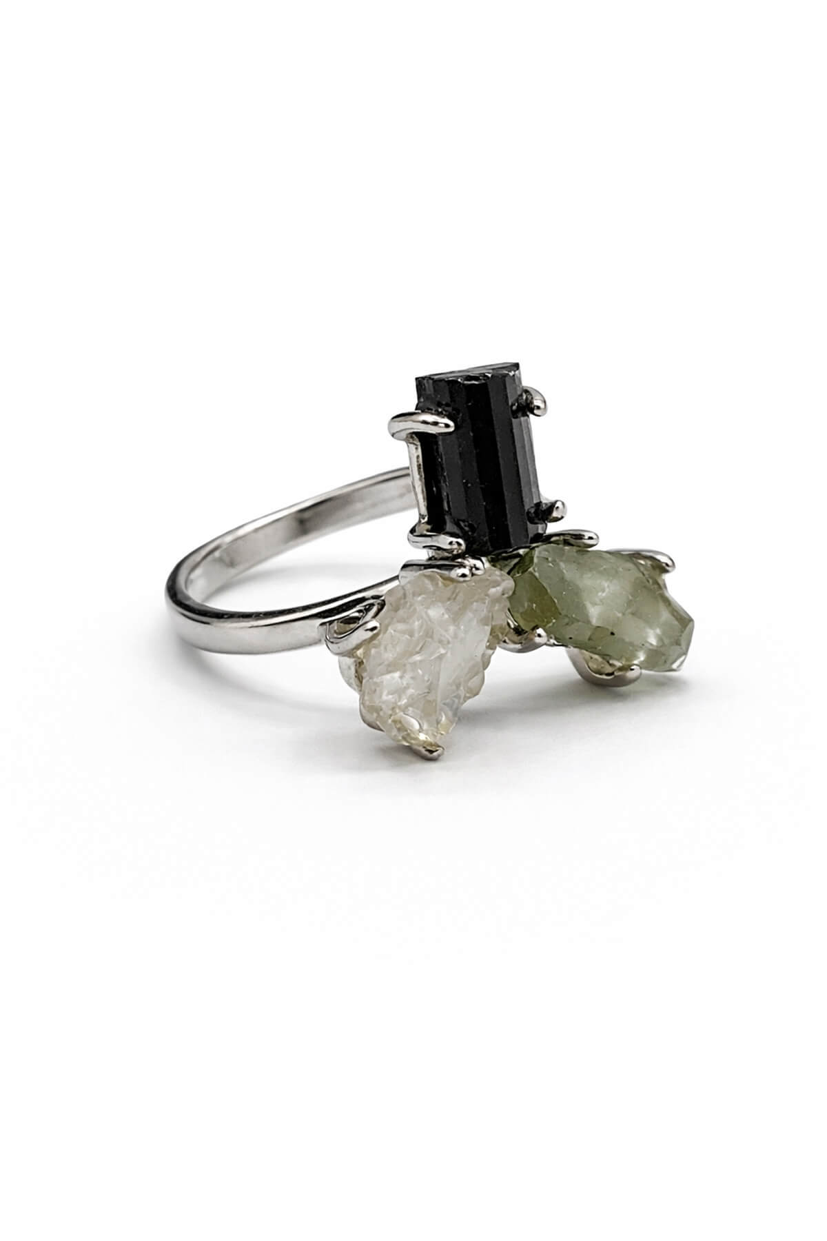 Elmas & Fuksit & Turmalin Taşı Ham Kütle Kesim Çelik Ayarlanabilir Yüzük