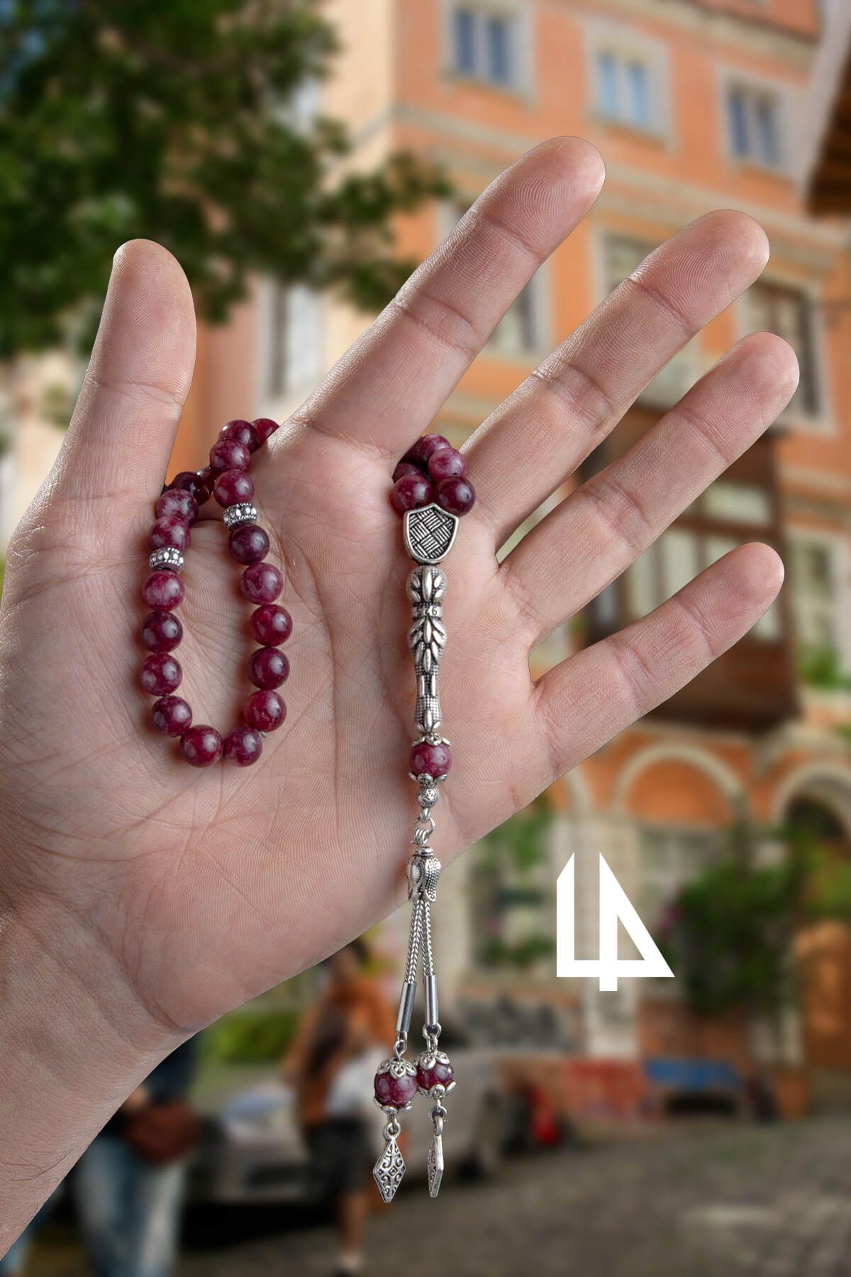 Sıkma Garnet Doğal Taş Küre Kesim 33 lu 8mm Tesbih