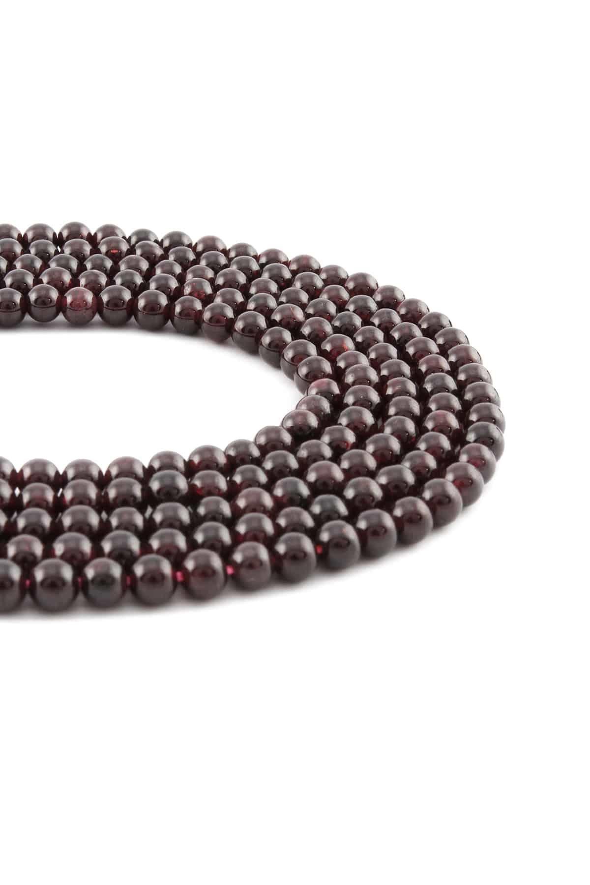 Garnet Doğal Taş Parlak Küre Kesim 4mm Dizi [AA]
