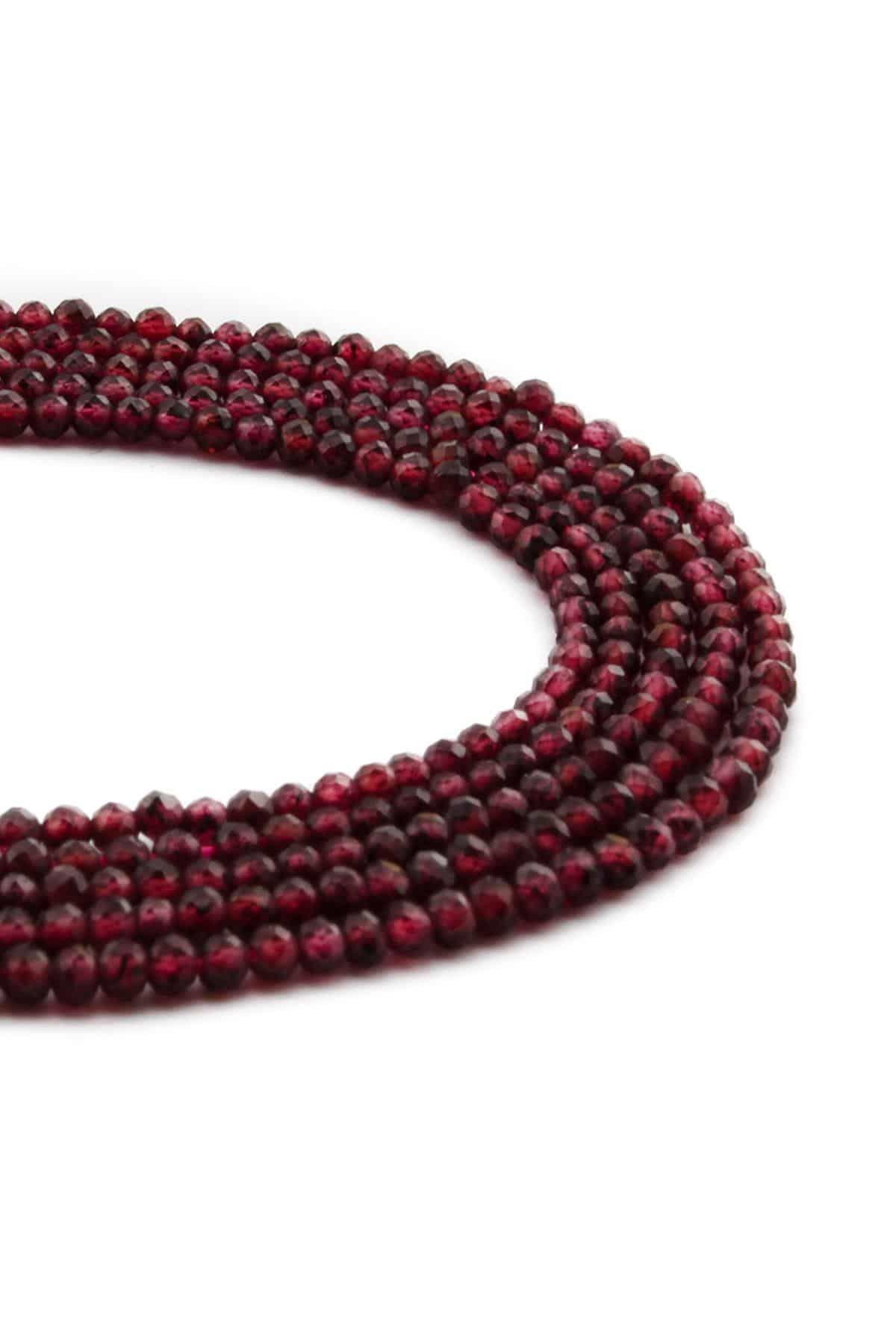 Garnet Doğal Taş Parlak Küre Kristal Kesim 2mm Dizi [AB+]