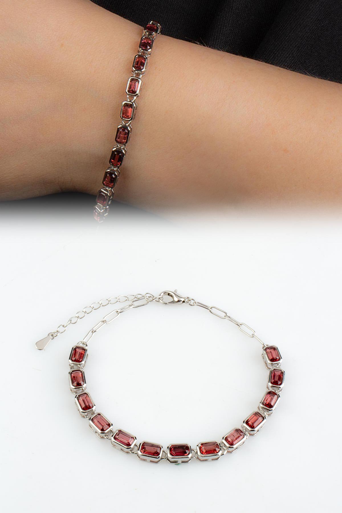 Garnet Doğal Taş Zincir Bileklik
