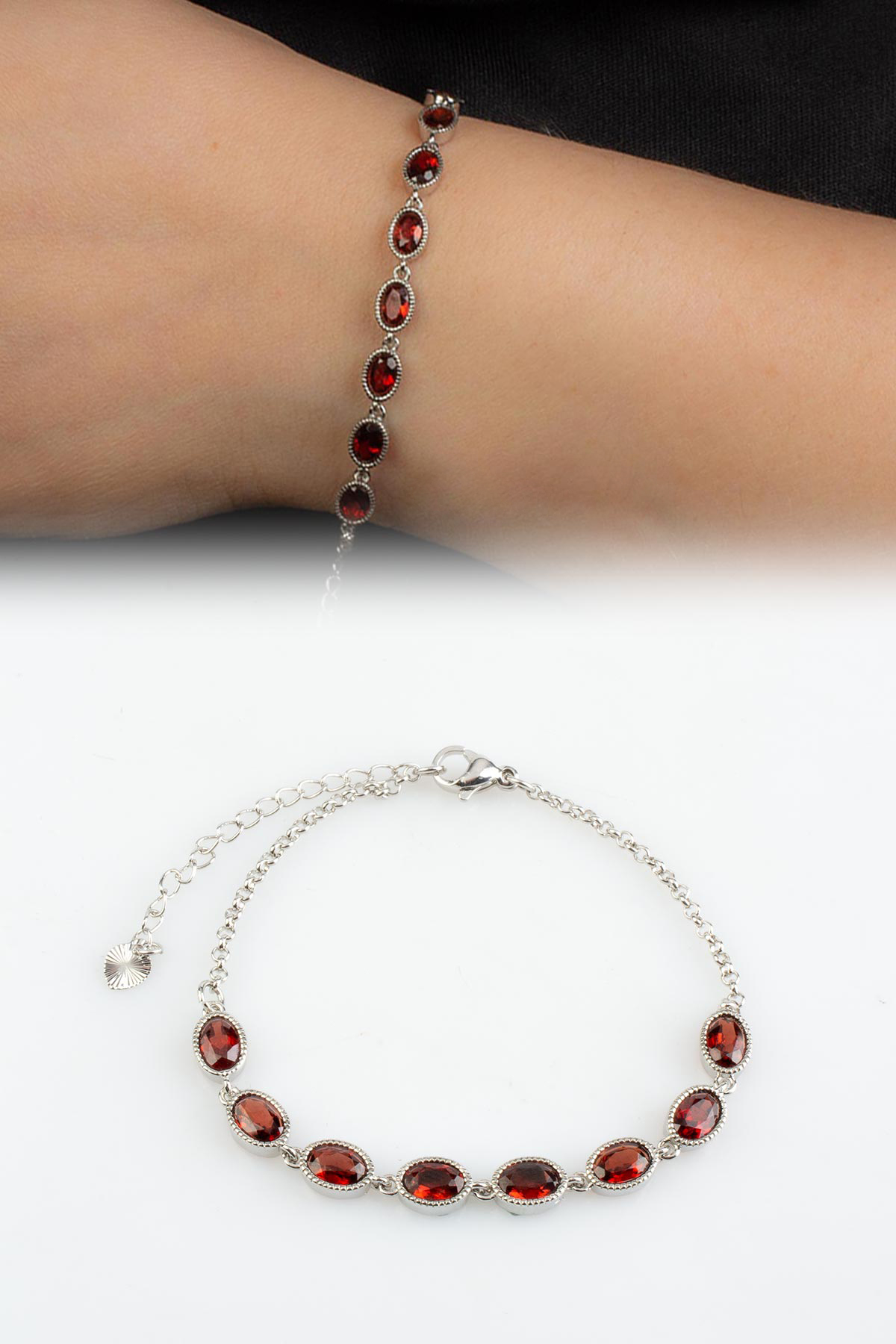 Garnet Doğal Taş Zincir Bileklik
