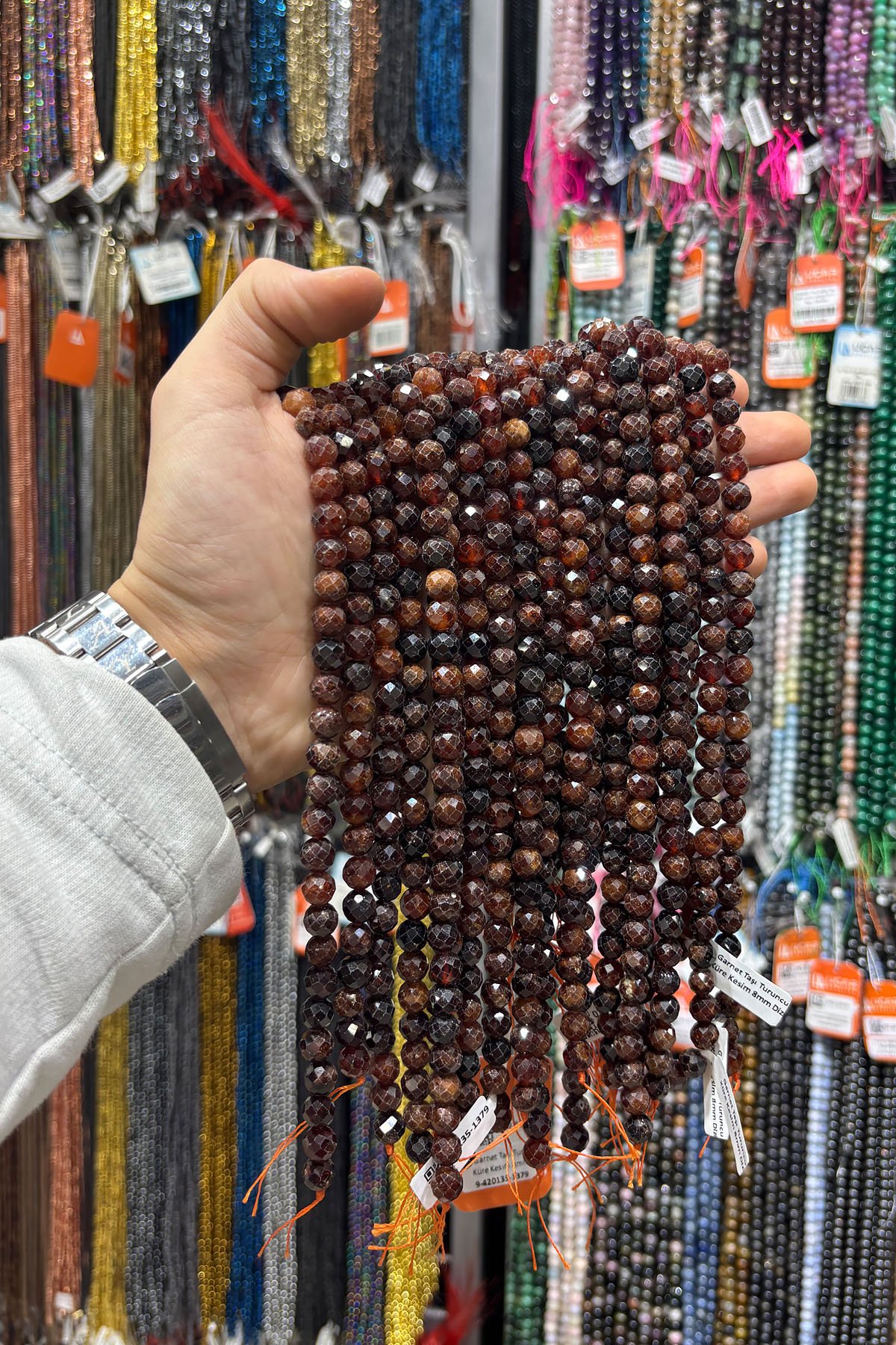 Garnet Taşı Turuncu Küre Kesim 8mm Dizi