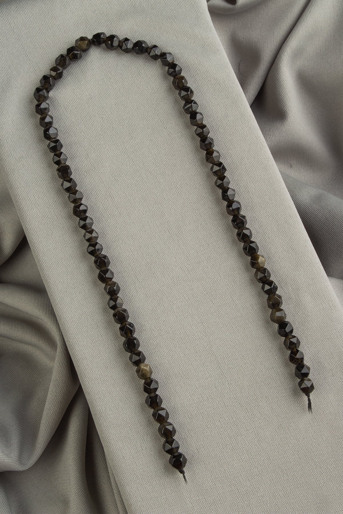 Gold Obsidian Natural Stone Globe Cut 6mm String Of Beads