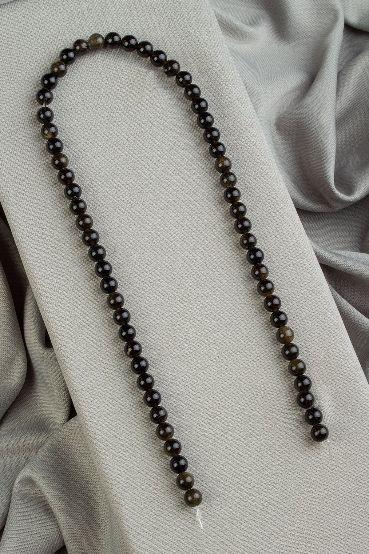 Gold Obsidian Natural Stone Shiny Globe Cut 6mm String Of Beads