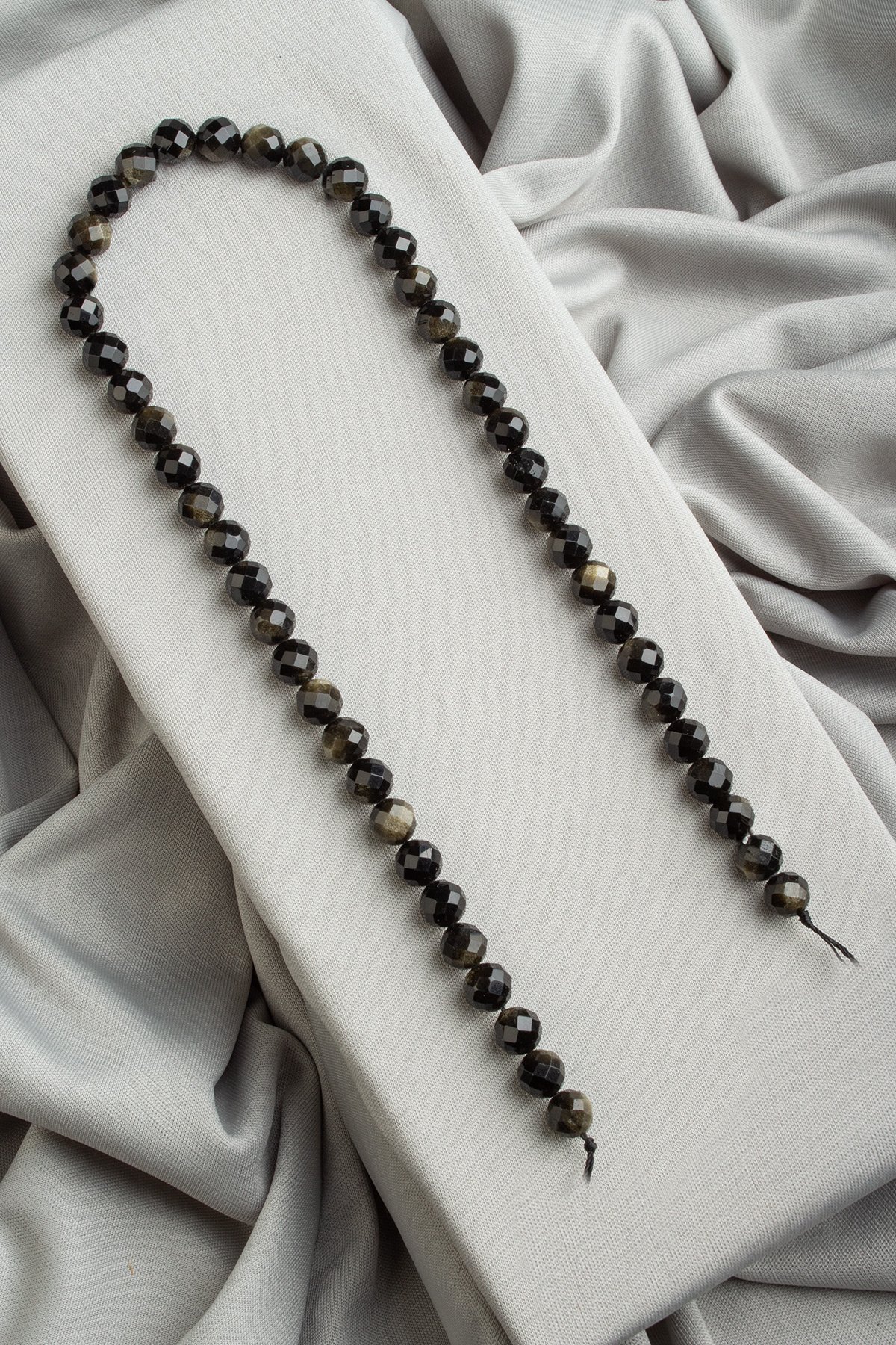 Gold Obsidian Natural Stone Shiny Globe Crystal Cut 8mm String Of Beads