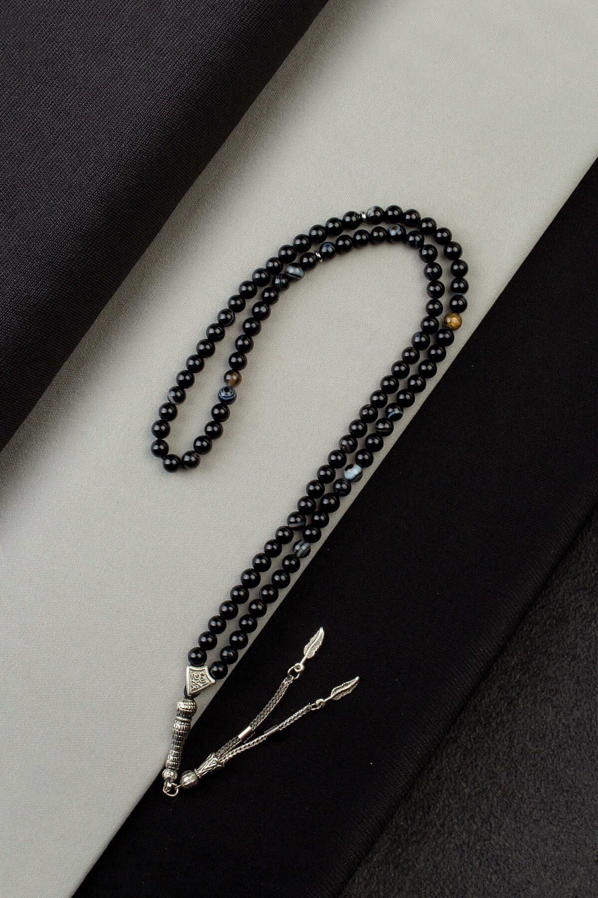 Göz Akik Doğal Taş Küre Kesim Siyah 99lu 6mm Tesbih