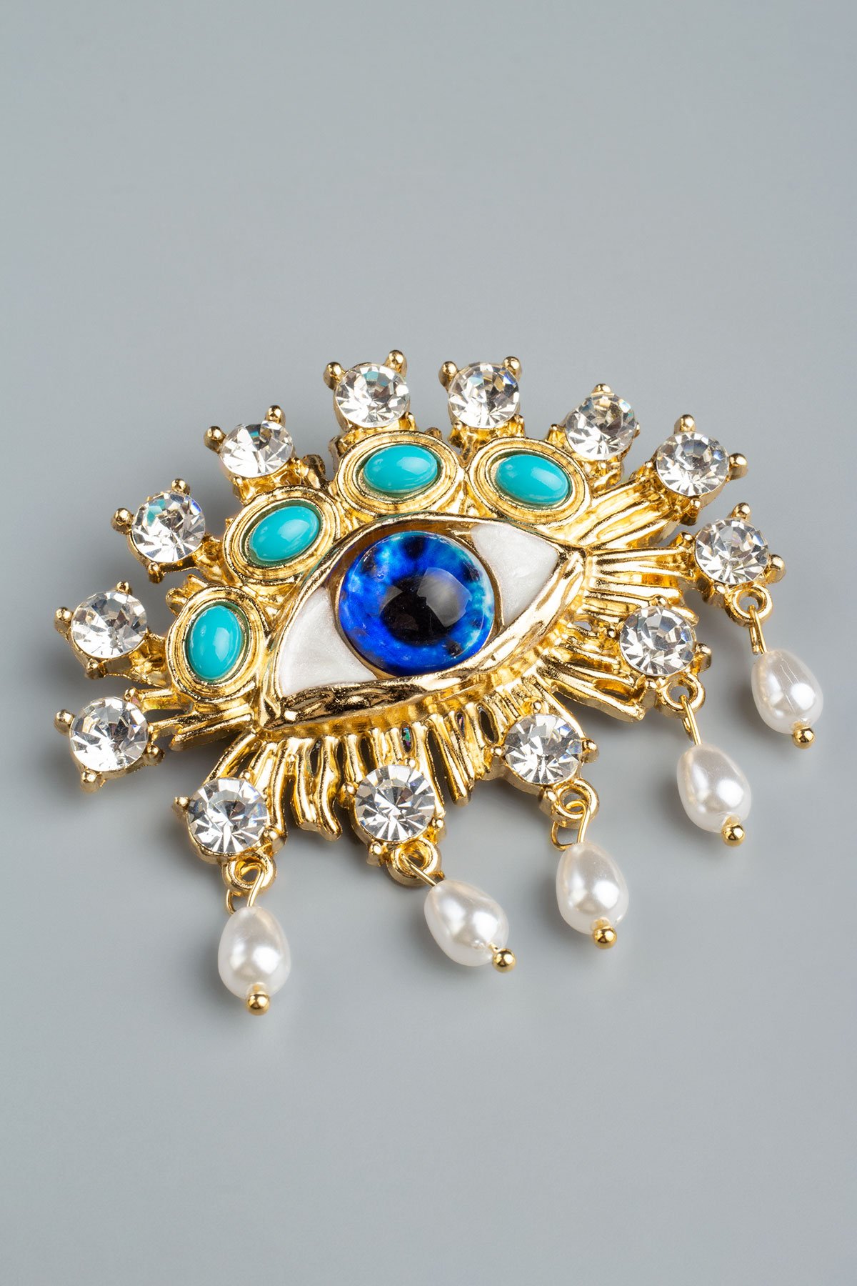Göz Desenli İnci Broş