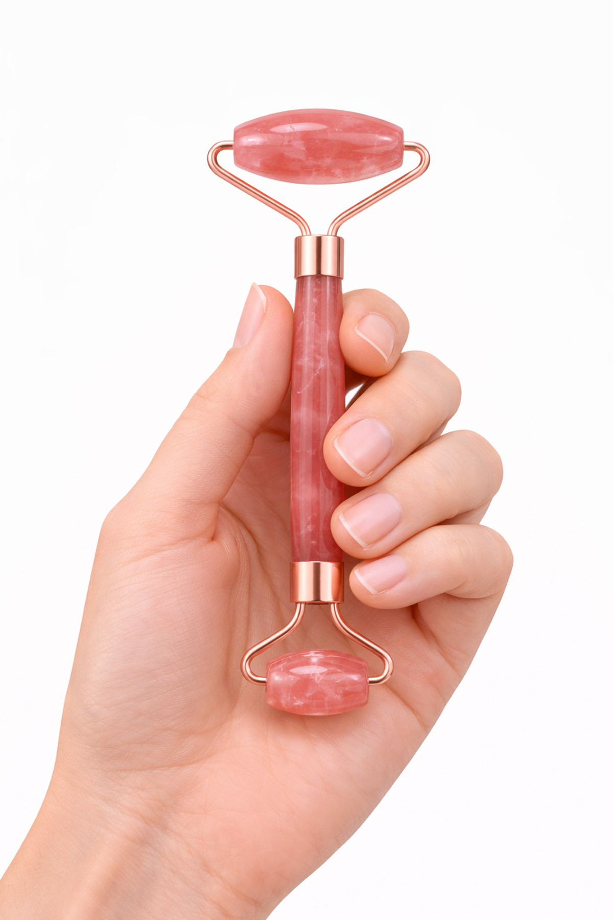 Gül Kuvars Taşı Roz Face Roller Çift Taraflı Orijinal Masaj Aleti