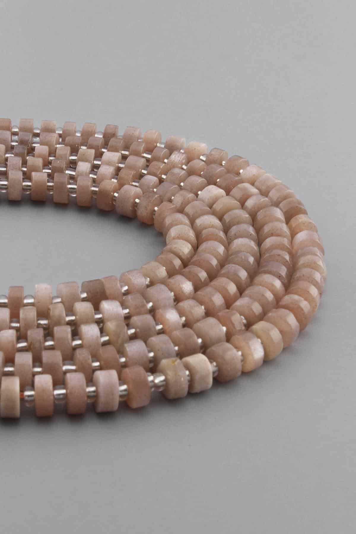 Güneş Taşı Doğal Taş Parlak Rondela Kesim 6x4mm Dizi