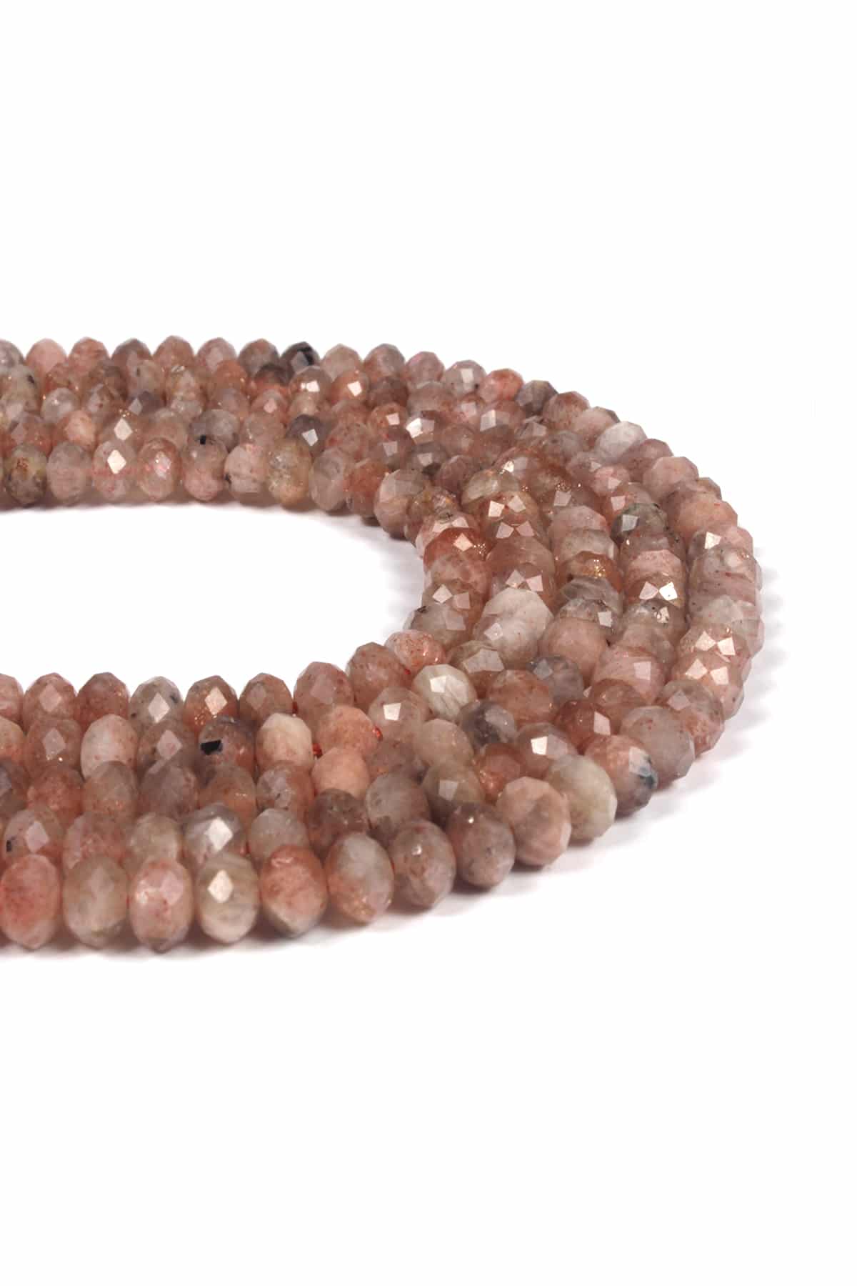 Güneş Taşı Doğal Taş Parlak Rondela Kristal Kesim 6x4mm Dizi