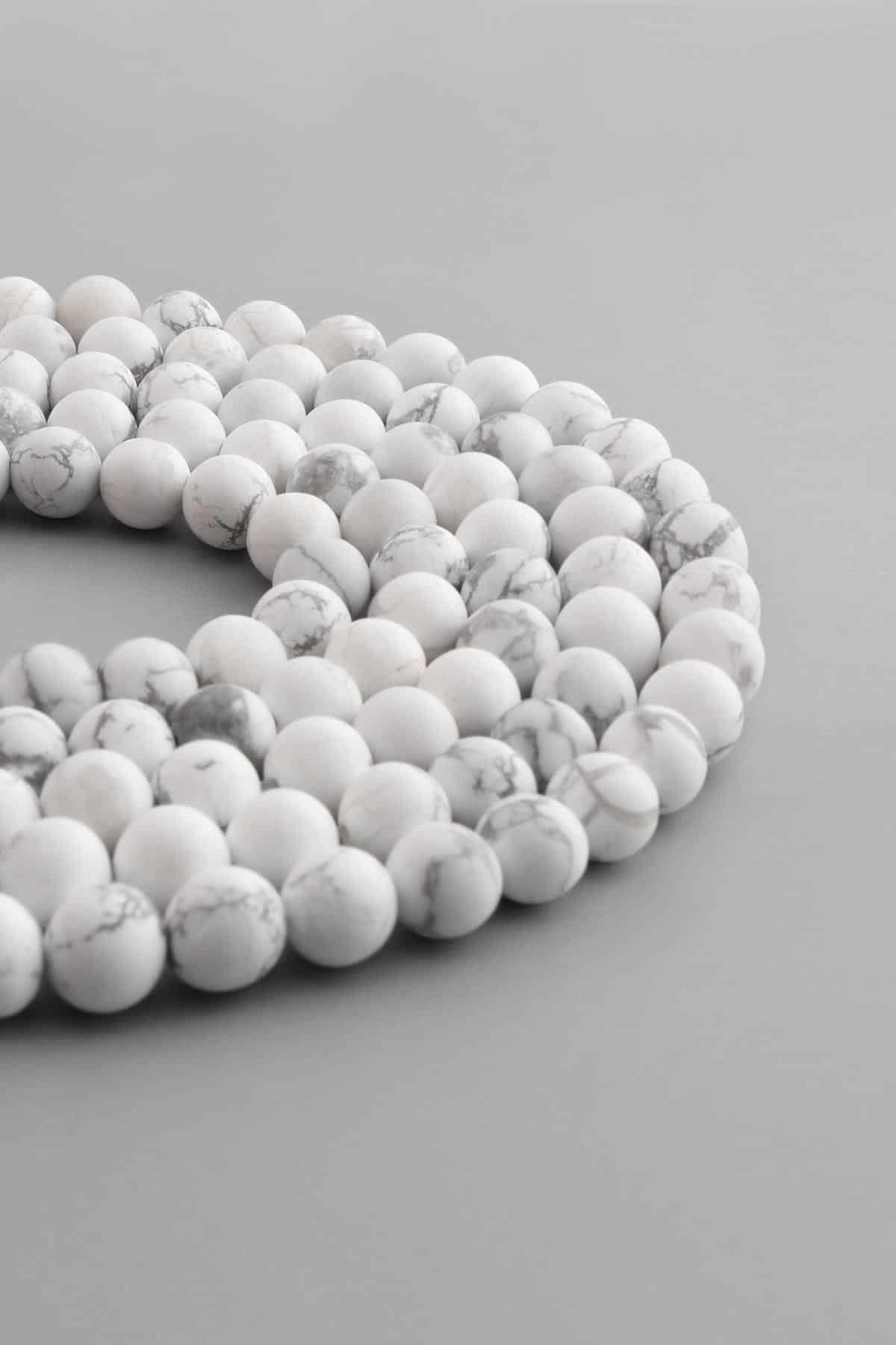 Havlit Taşı Mat Beyaz Küre Kesim 8mm Dizi [AA]