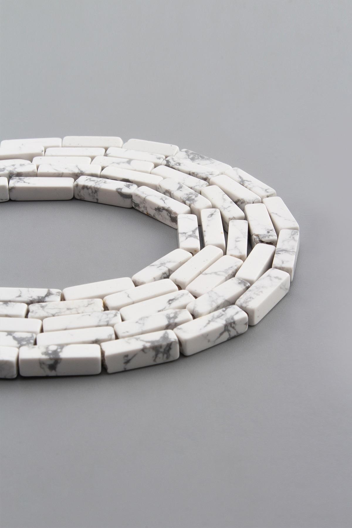 Havlit Doğal Taş Parlak Beyaz Dikdörtgen Kesim 4x13mm Dizi [AA]