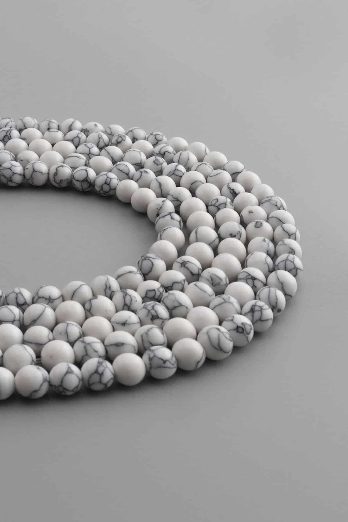 Havlit Sıkma Doğal Taş Parlak Beyaz Küre Kesim 6mm Dizi [B+]