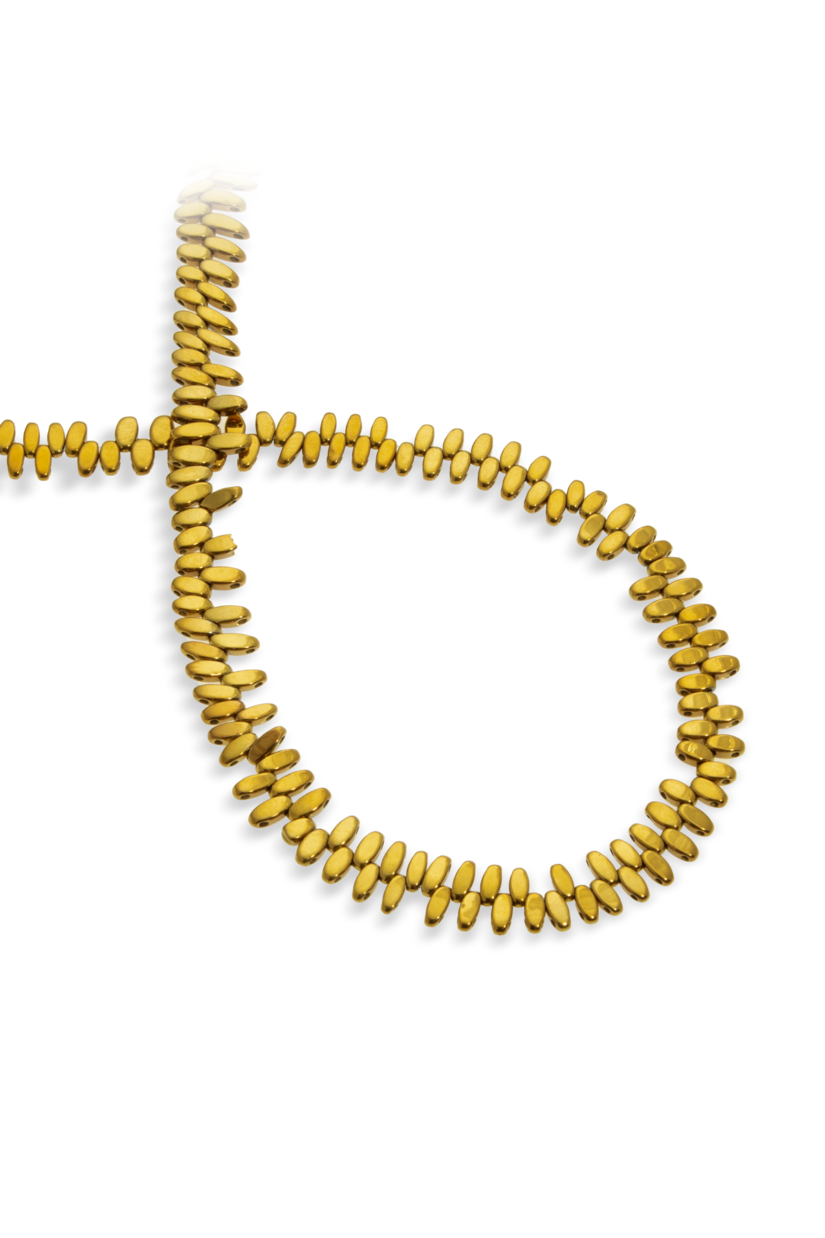 Hematit Doğal Taş Parlak Gold Yassı Arpa Kesim 5x2mm Dizi