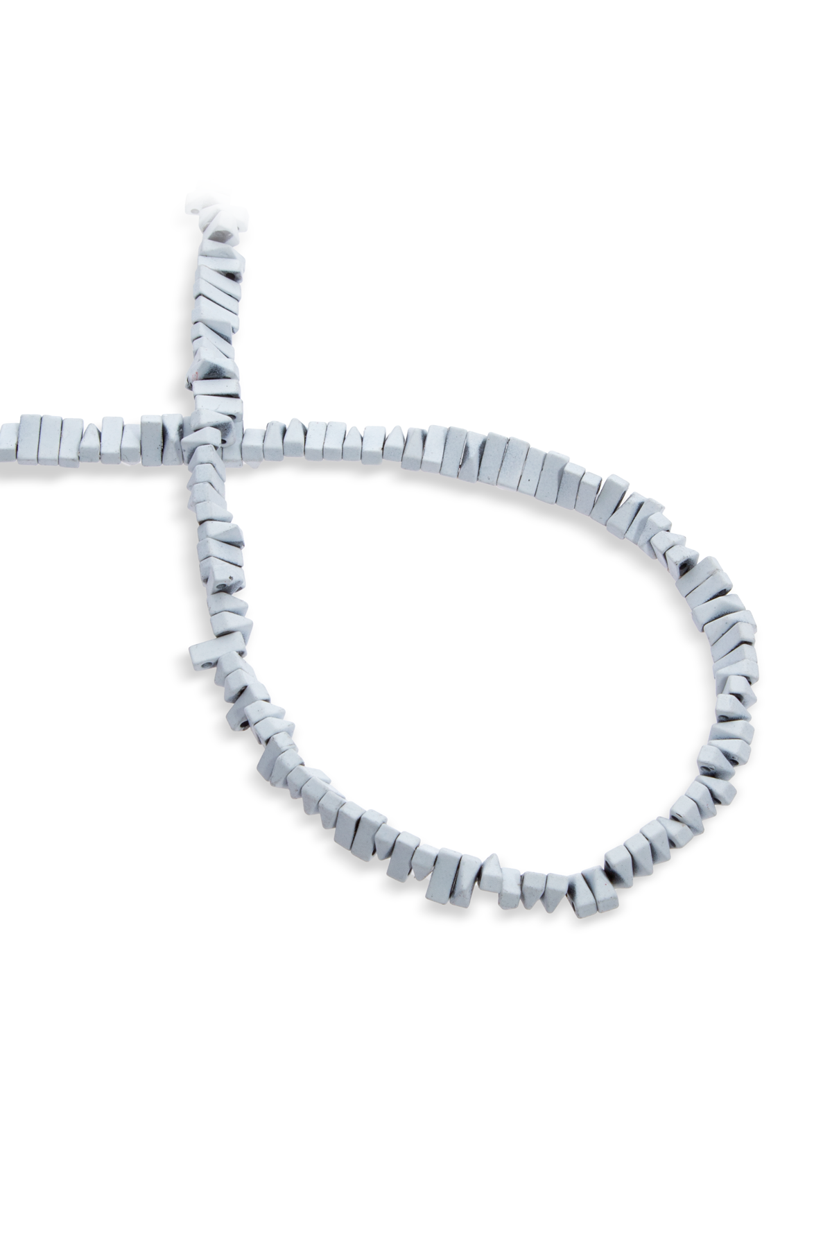 Hematit Doğal Taş Mat Beyaz Piramit Kesim 6x3mm Dizi
