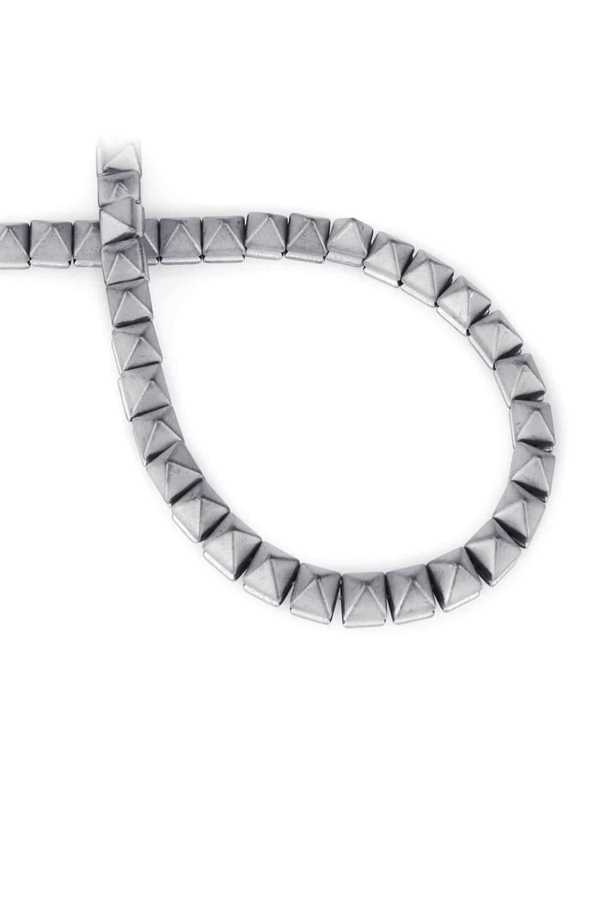 Hematite Natural Stone Light Grey Pyramid Cut 6x6x6mm String Of Beads