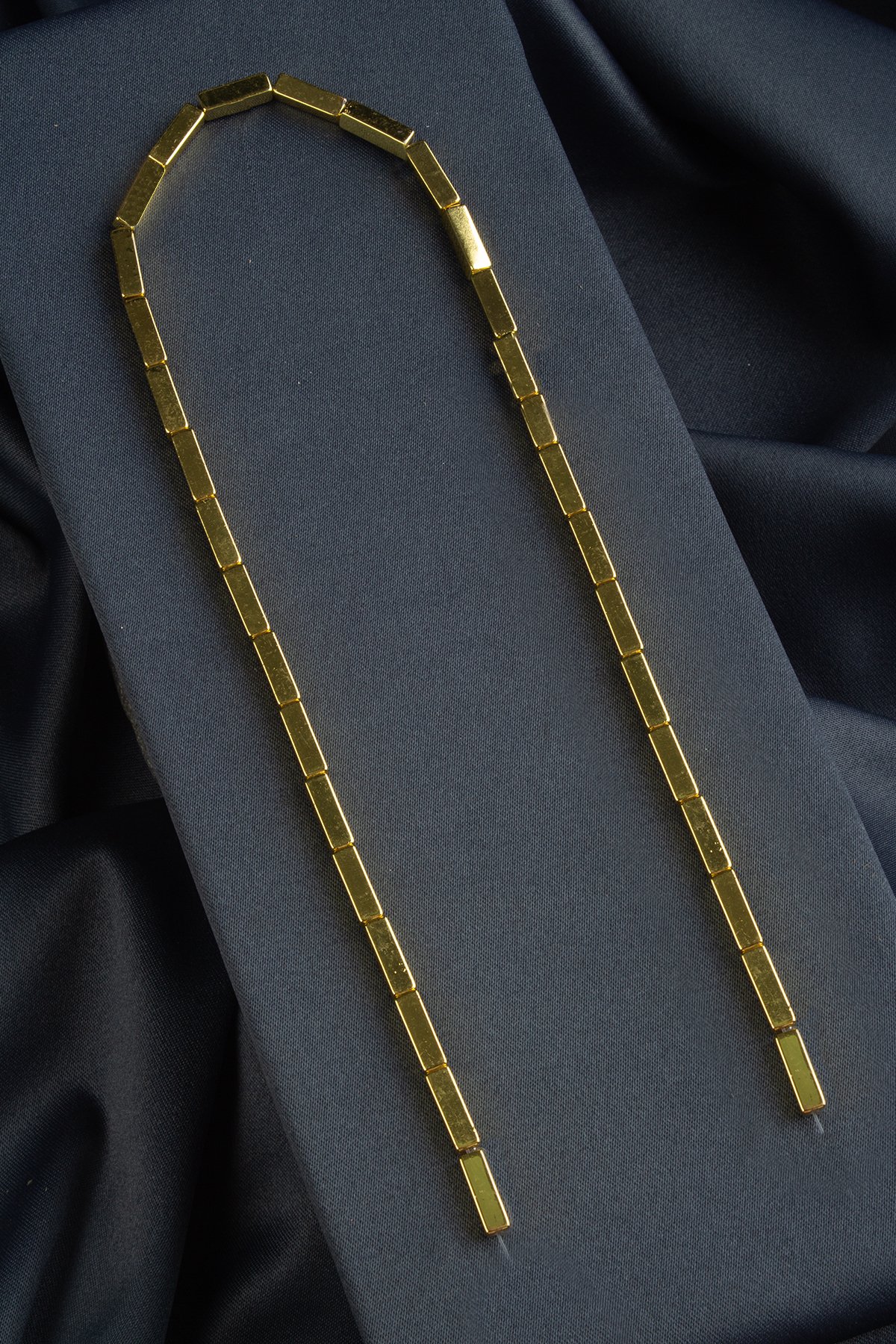 Hematit Doğal Taş Altın Sarı Dikdörtgen Kesim 4x13mm Dizi