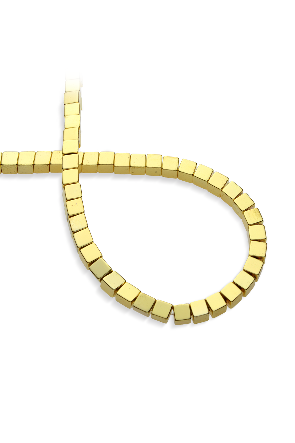 Hematit Doğal Taş Altın Sarı Kare Kesim6x6mm  Dizi