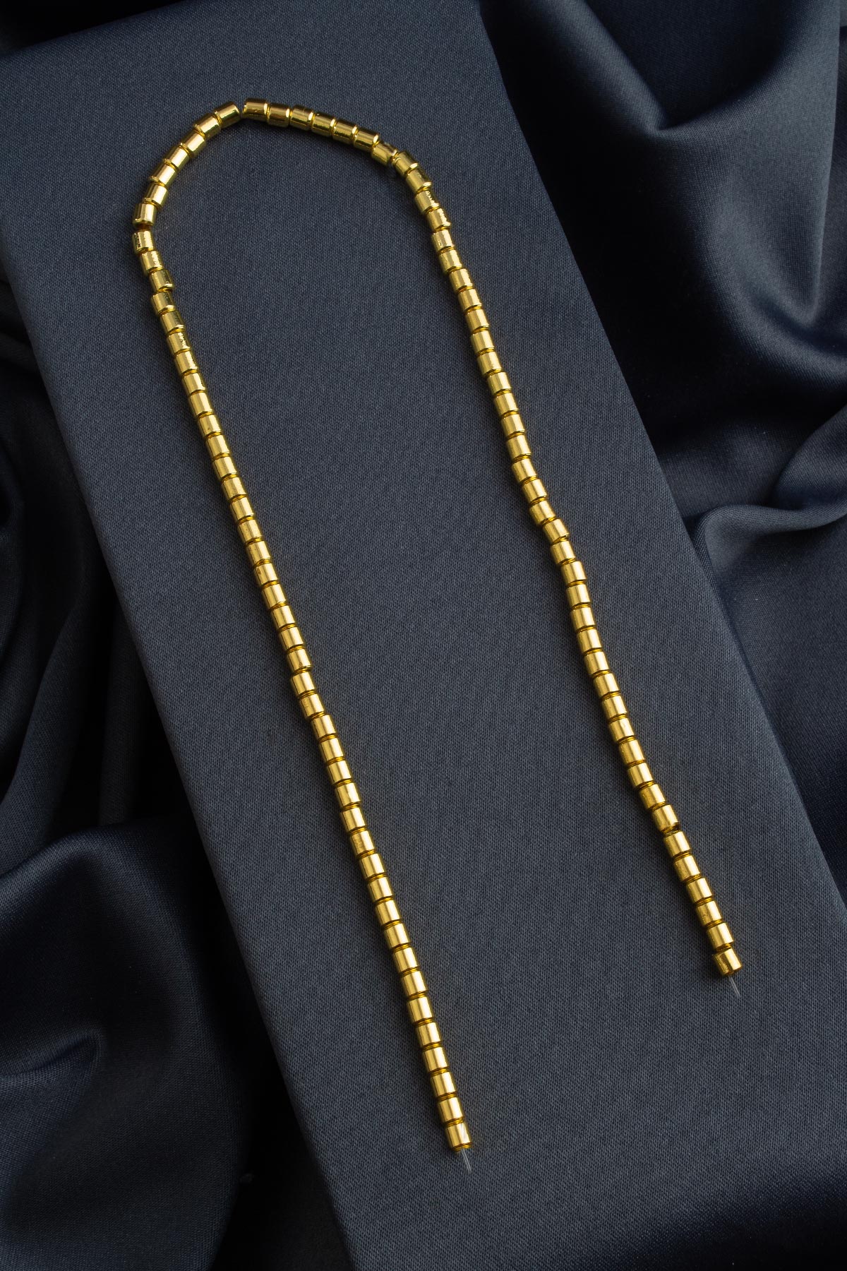 Hematit Doğal Taş Altın Sarı Silindir Kesim 4x4mm Dizi