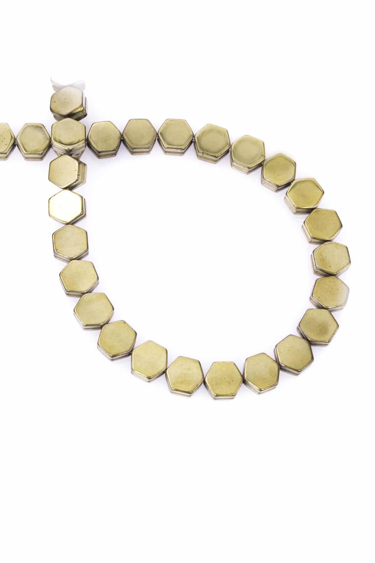 Hematite Natural Stone Antique Yellow Hexagon Cut 8x5mm String Of Beads