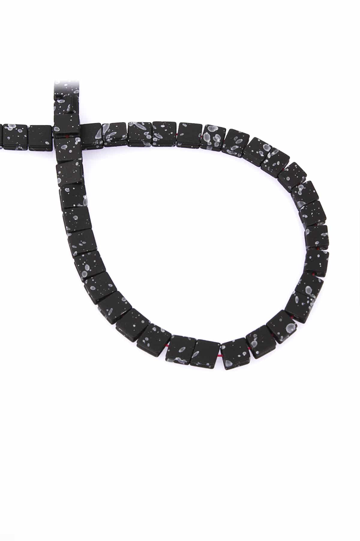 Hematit Doğal Taş Mat Benekli Siyah Kare Kesim 6x6mm Dizi [AA]
