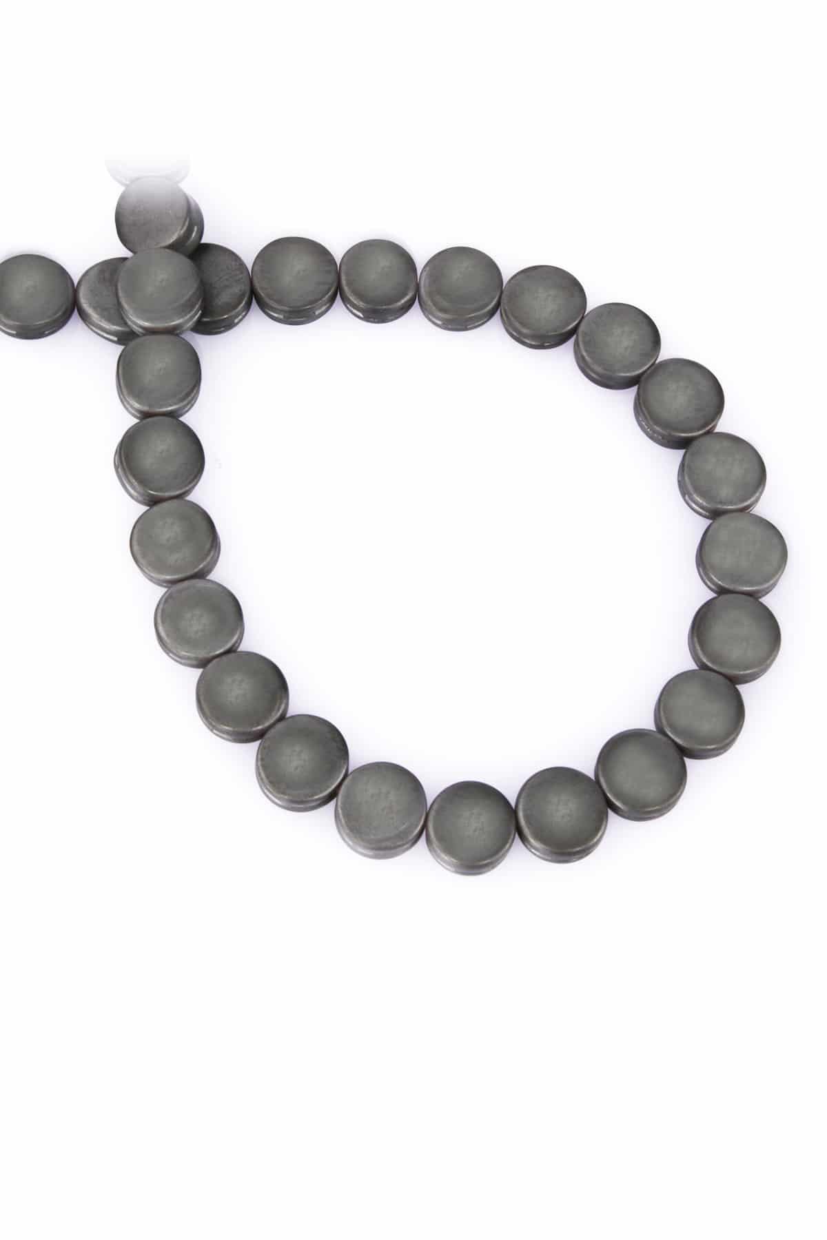 Hematite Natural Stone Grey Circle Cut 10x4mm String Of Beads