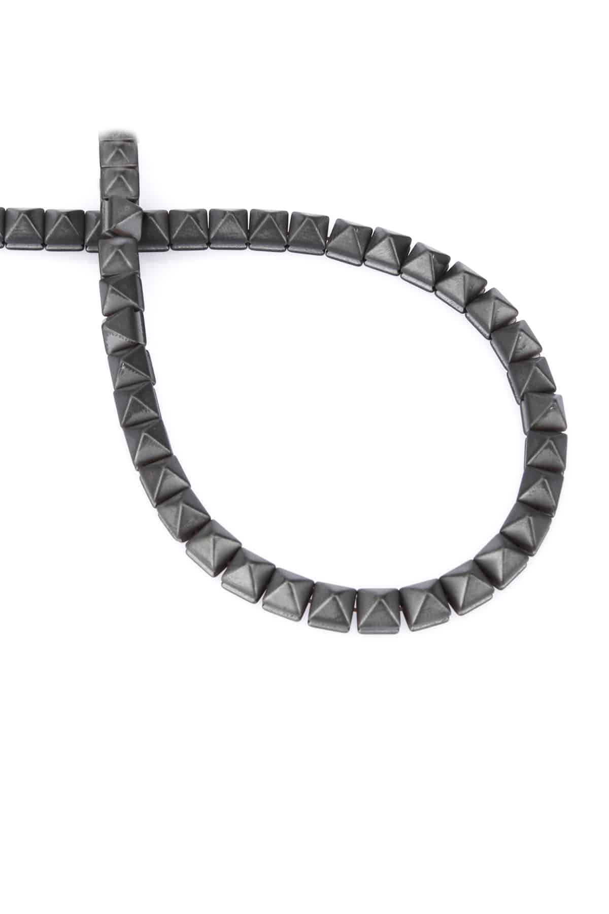 Hematite Natural Stone Grey Pyramid Cut 6x6x6mm String Of Beads
