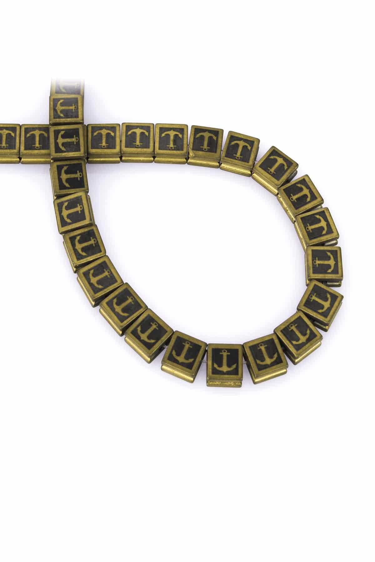 Hematite Natural Stone Dark Matte Gold Square Cut 8x8mm String Of Beads