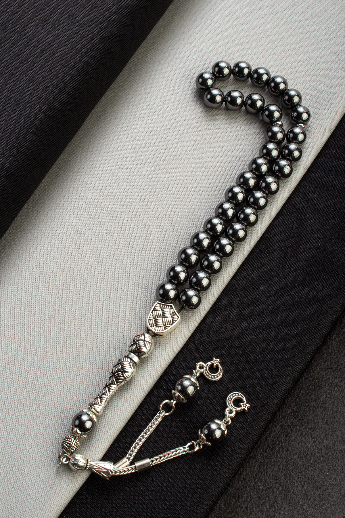 Hematit Doğal Taş Küre Kesim 33 lü 8 mm Tesbih