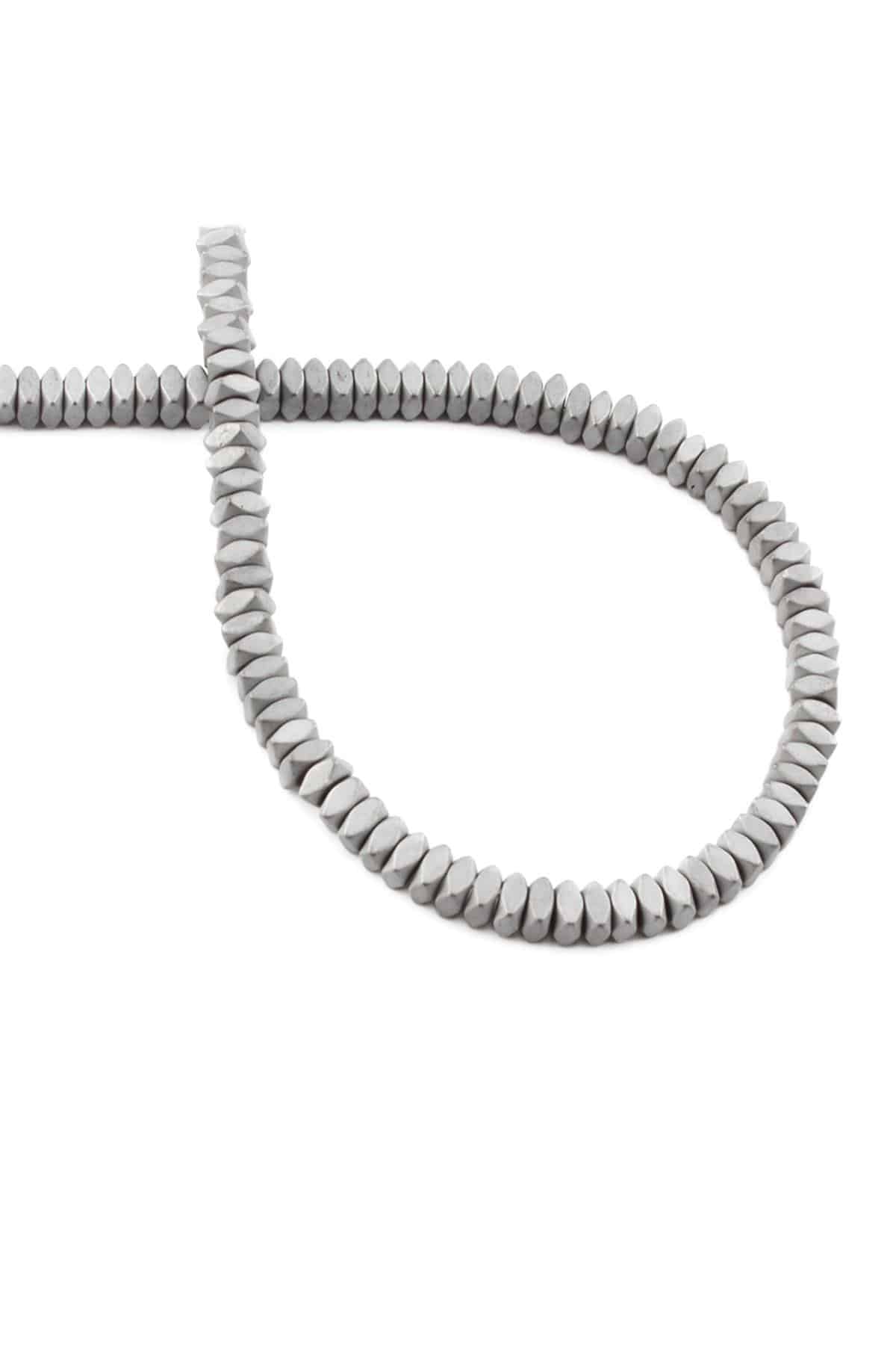 Hematite Natural Stone Matte Light Grey 4x2mm String Of Beads