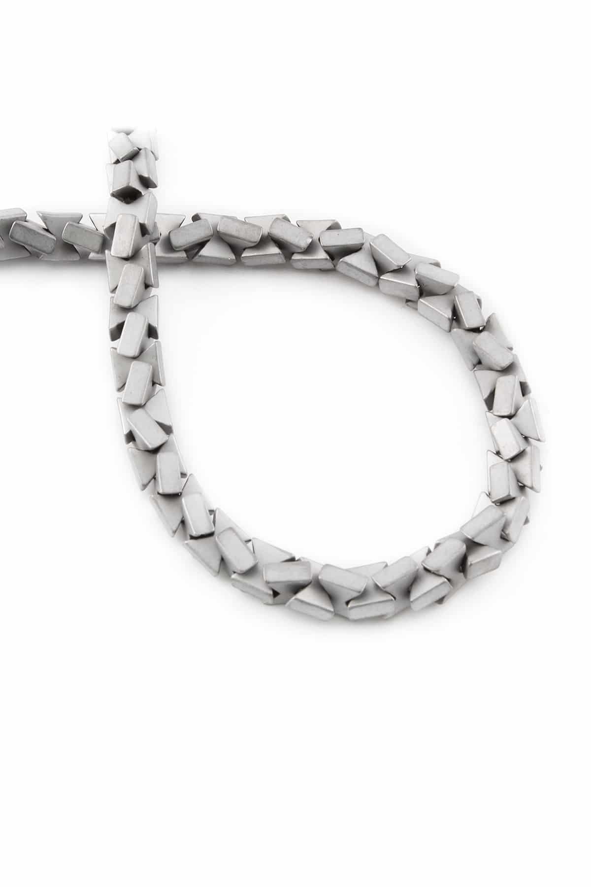 Hematite Natural Stone Matte Light Grey Bow Cut 7x7mm String Of Beads