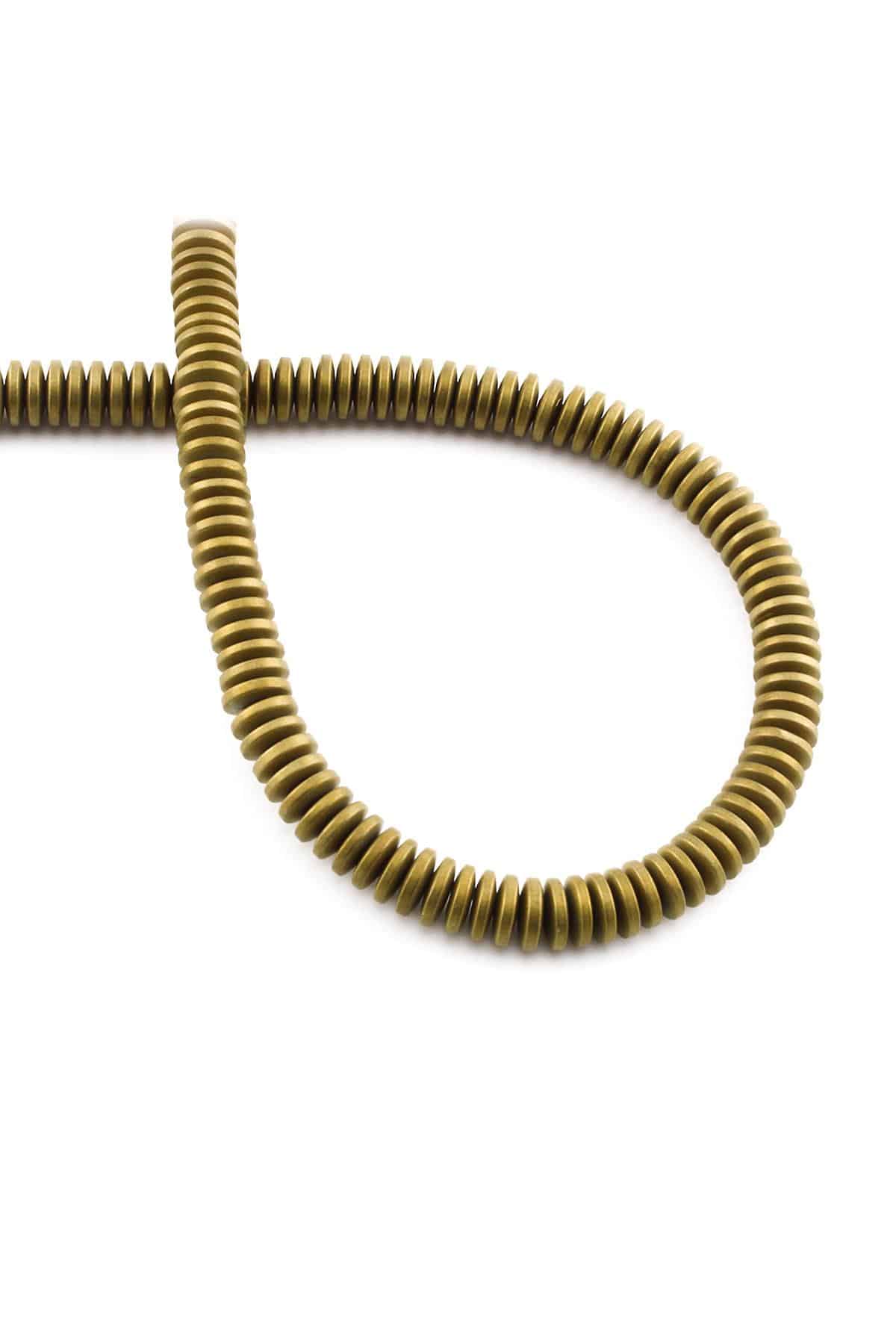 Hematit Doğal Taş Mat Açık Sarı Silindir Kesim 6x1mm Dizi [AA]