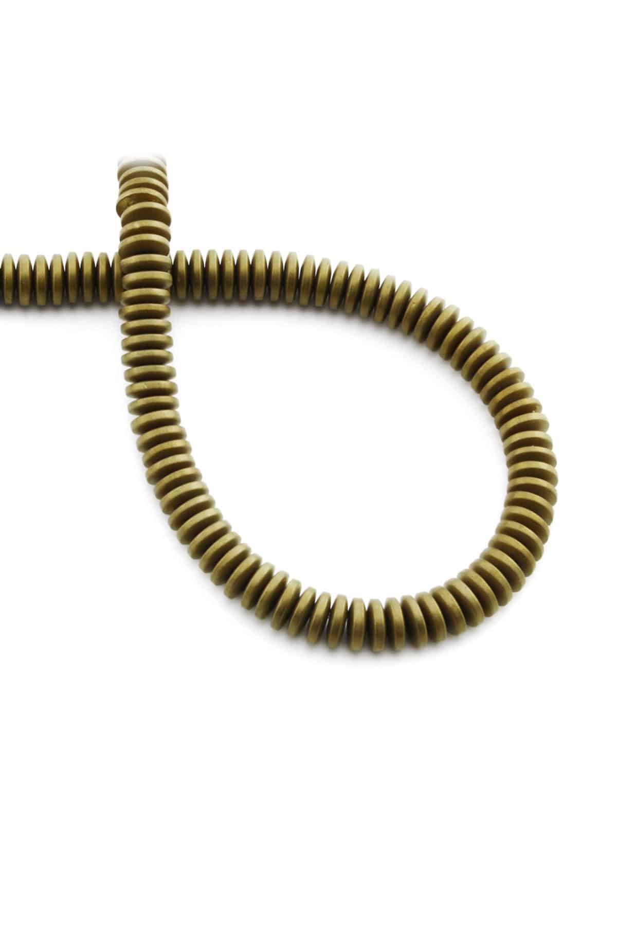 Hematit Doğal Taş Mat Açık Sarı Rondela Kesim 6x1mm Dizi