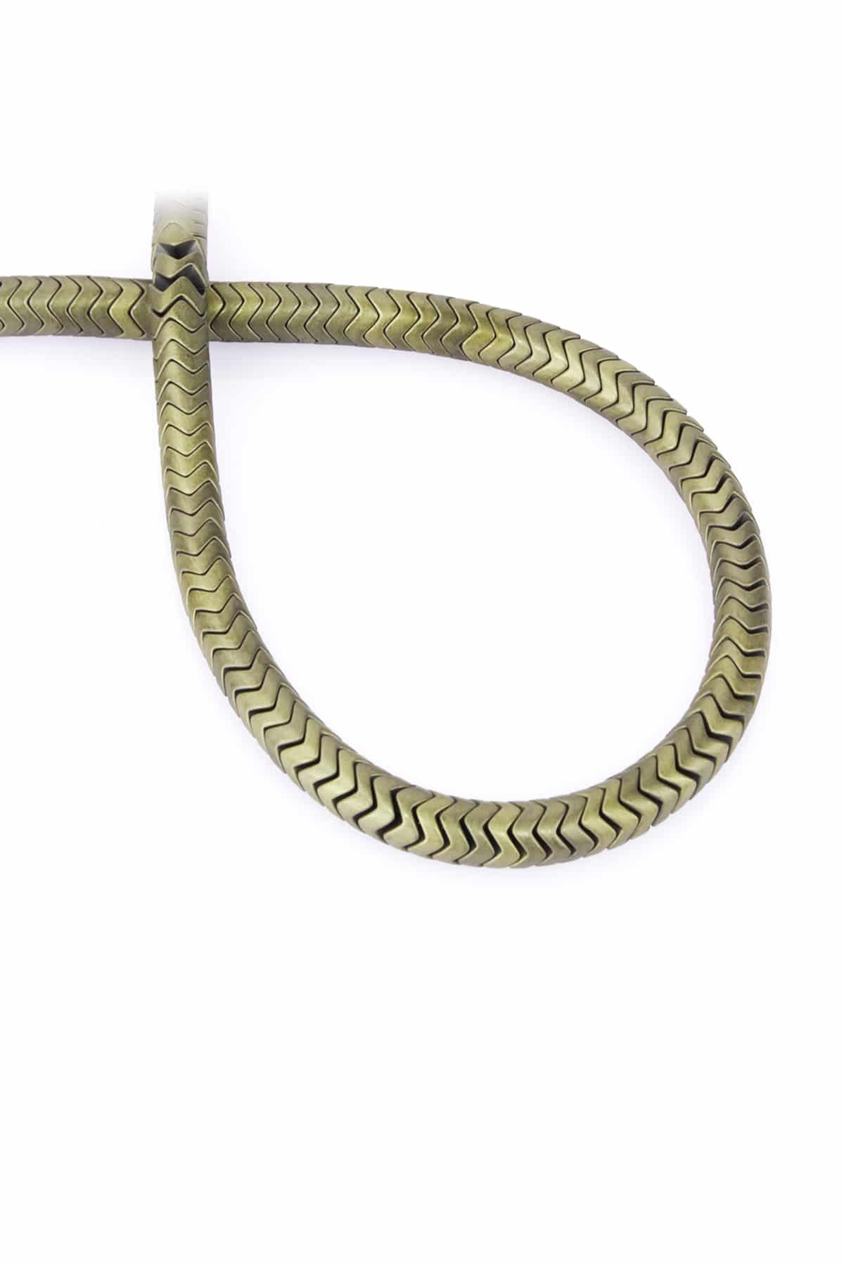 Hematit Doğal Taş Mat Antik Sarı Balık Sırtı Kesim 6x2mm Dizi
