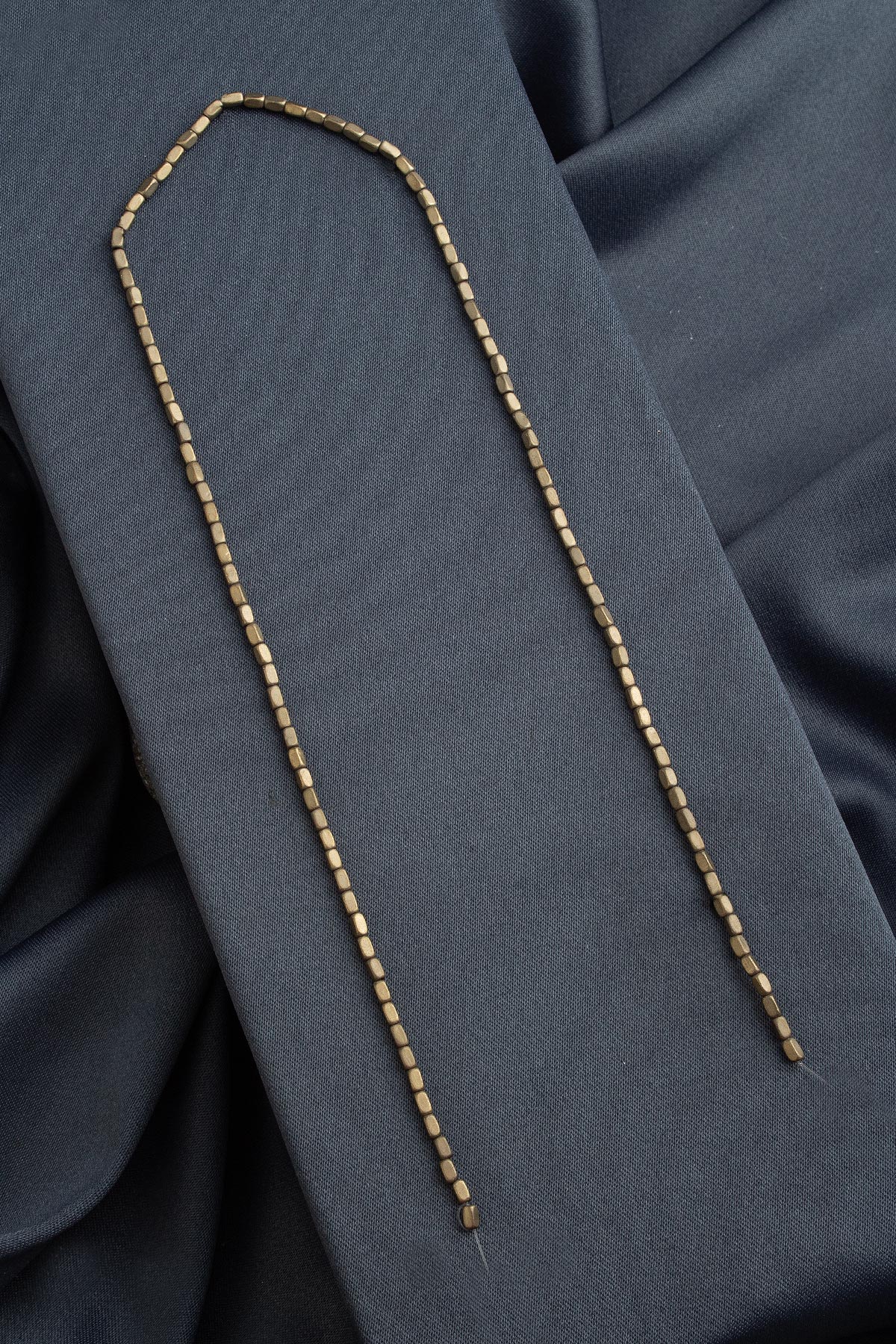 Hematite Natural Stone Matte Antique Yellow Rectangular Cut 2x4mm String Of Beads