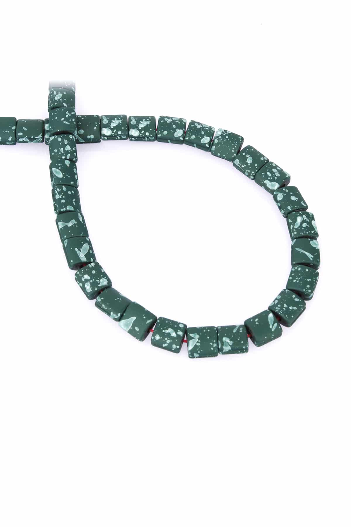 Hematite Natural Stone Matte Mottled Khaki Green Square Cut 7x7mm String Of Beads