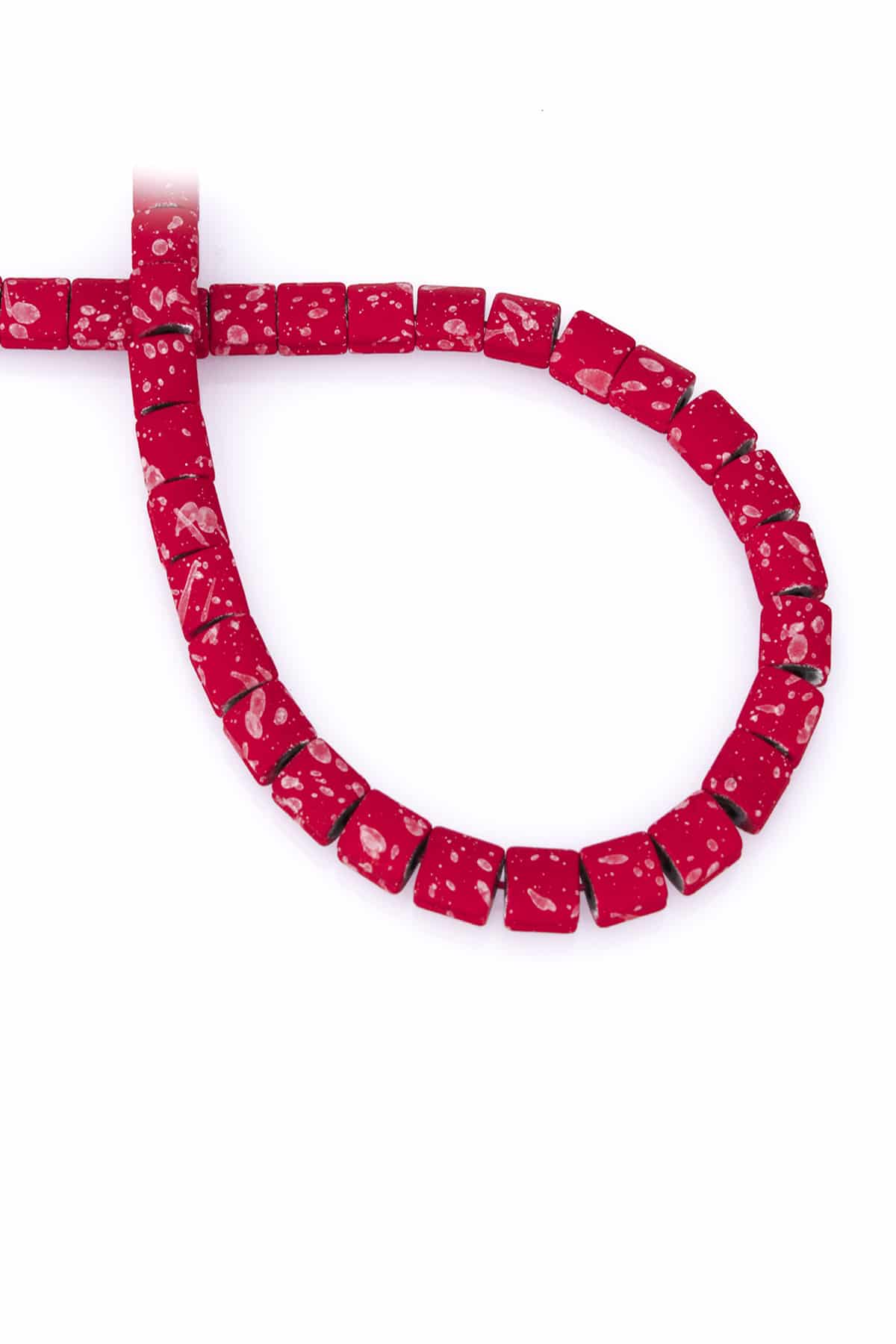 Hematite Natural Stone Matte Mottled Red Square Cut 7x7mm String Of Beads