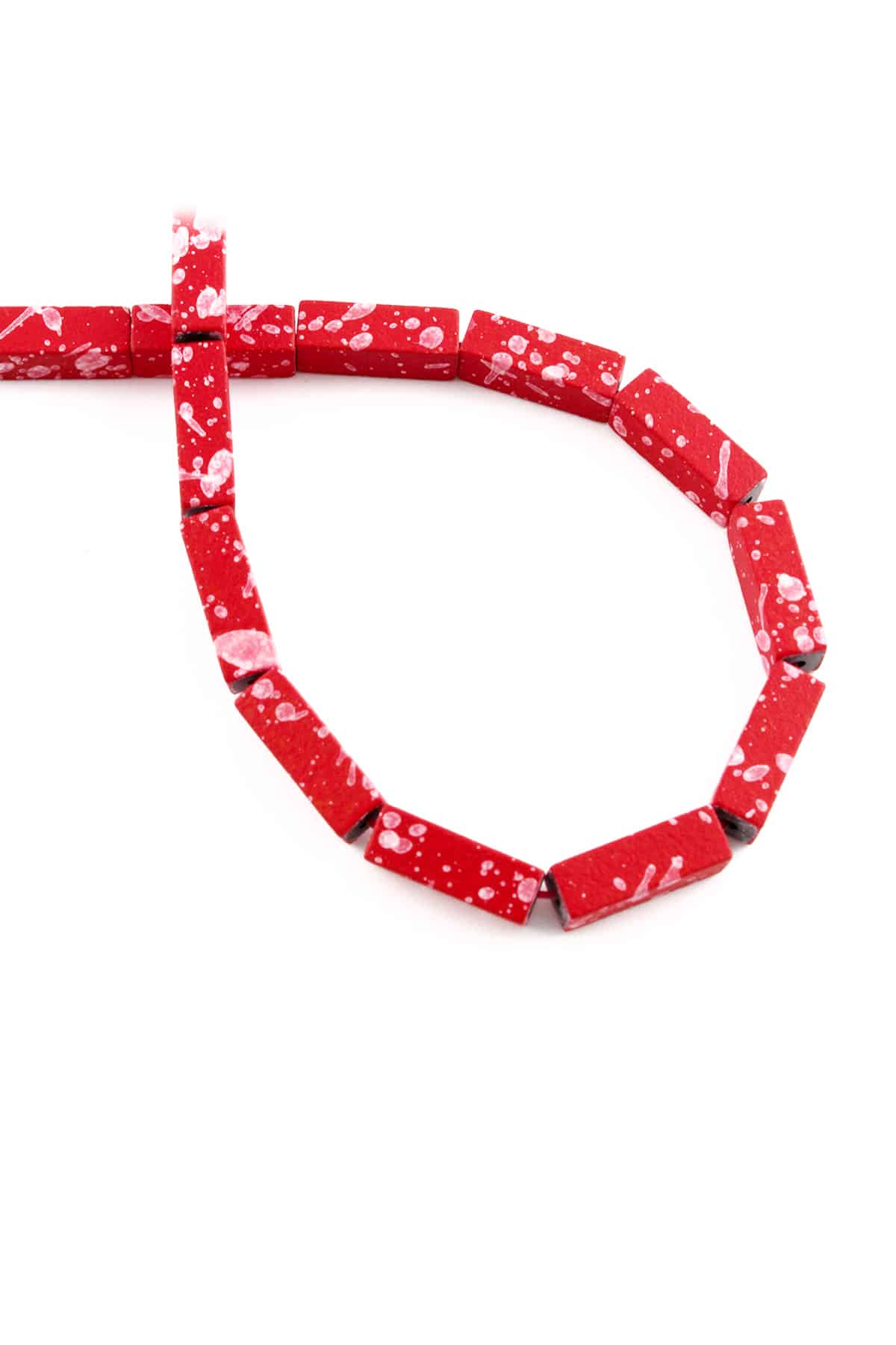 Hematite Natural Stone Matte Mottled Red Rectangular Cut 4x13mm String Of Beads