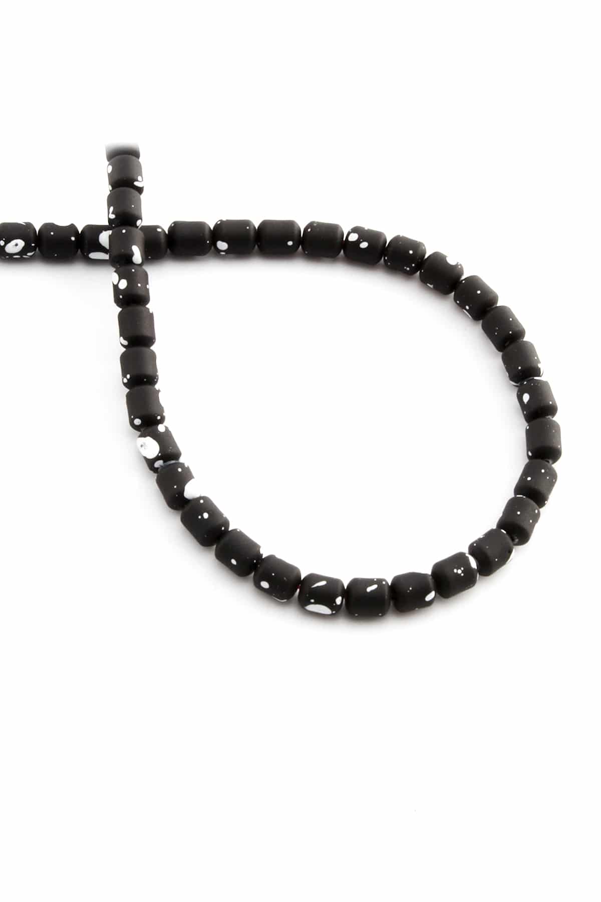 Hematite Natural Stone Matte Mottled Black Cylinder Cut 4x5mm String Of Beads