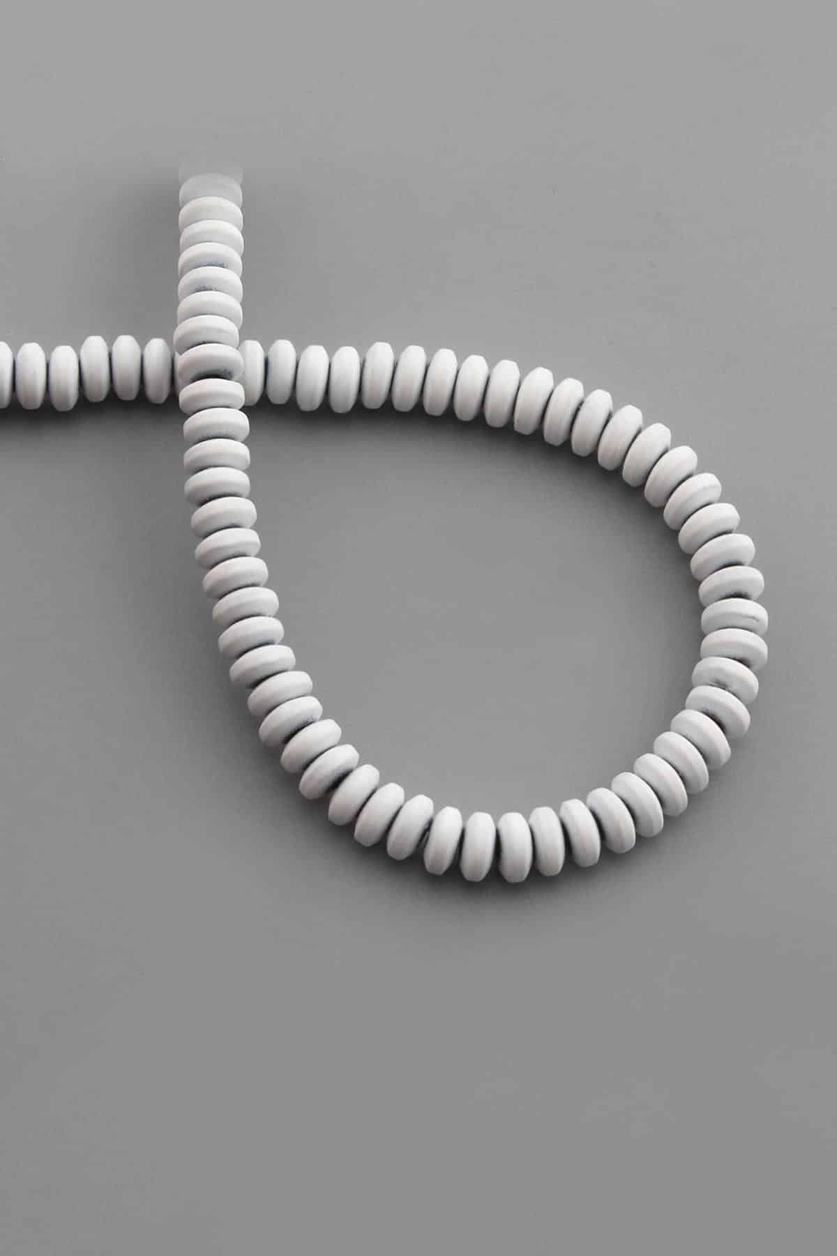 Hematit Doğal Taş Mat Beyaz Rondela Kesim 6x2mm Dizi