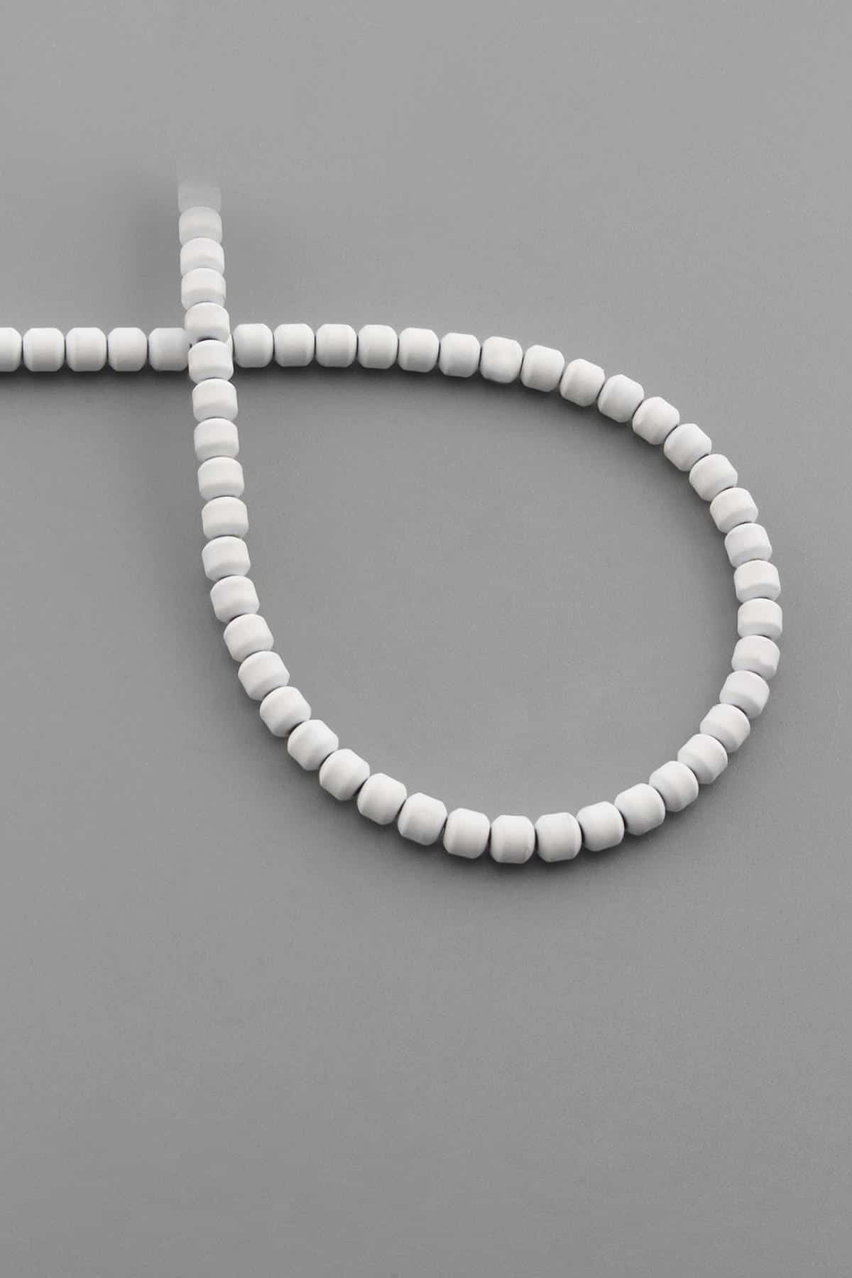 Hematite Natural Stone Matte White Cylinder Cut 4mm String Of Beads