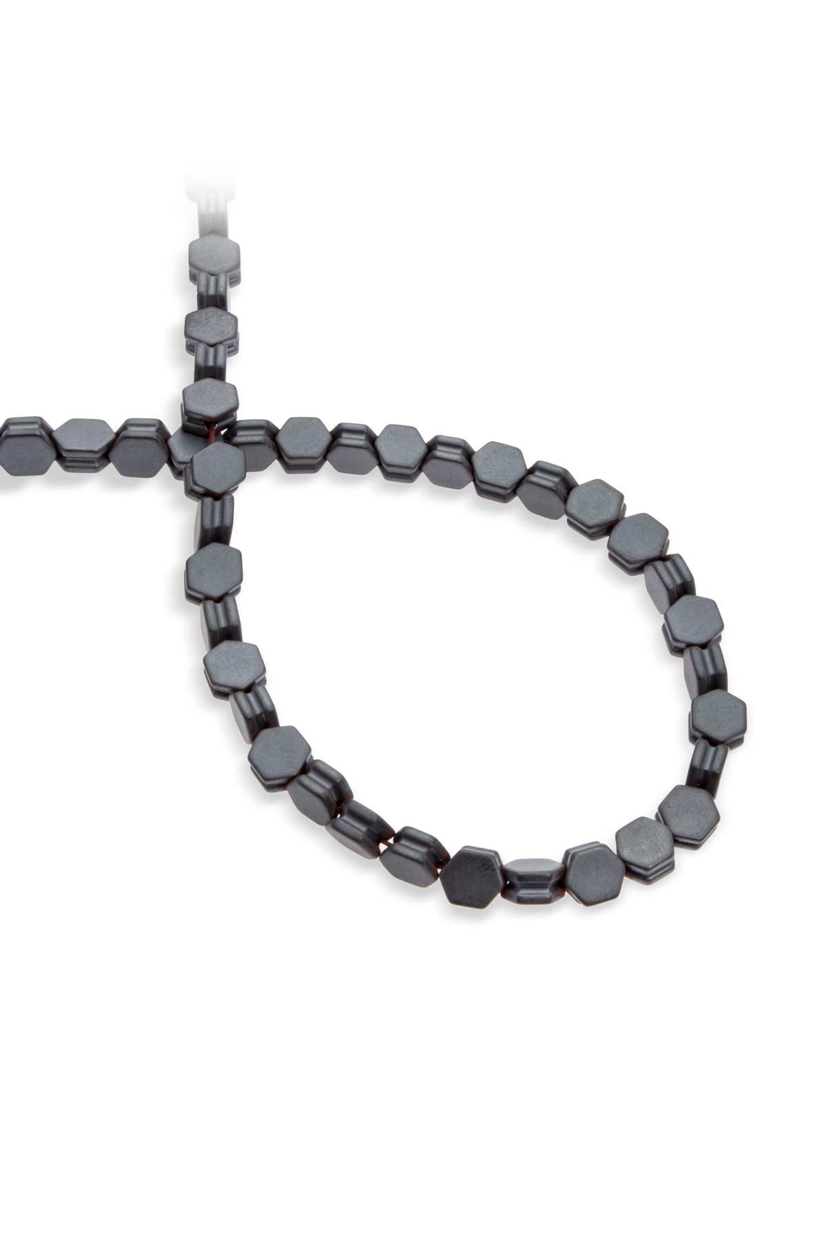 Hematit Doğal Taş Mat Füme Altıgen Kesim 7x4mm Dizi