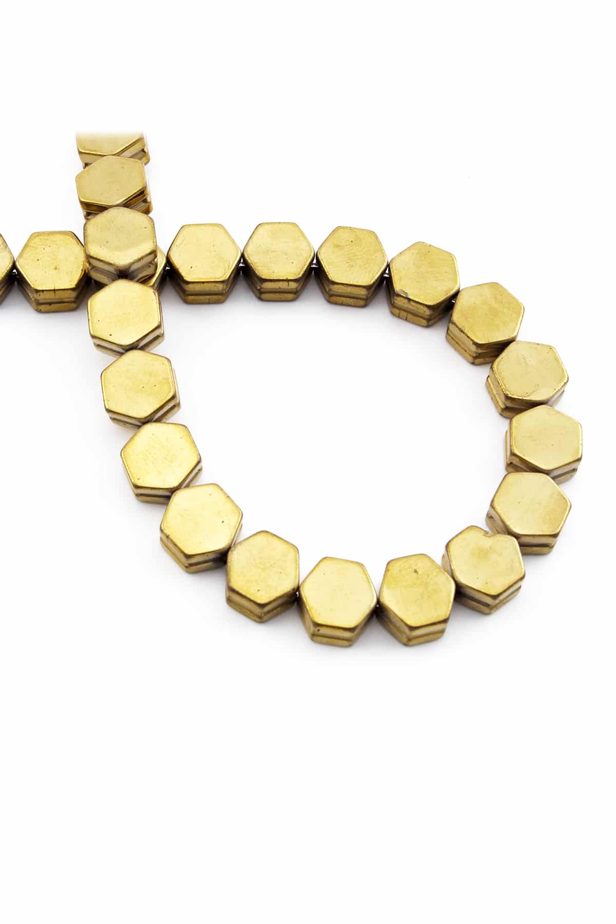 Hematite Natural Stone Matte Gold Hexagon Cut 8x8mm String Of Beads