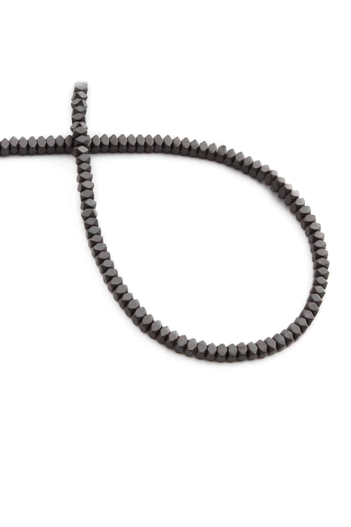 Hematit Doğal Taş Mat Gri Özel Kesim 3x2mm Dizi [AA]