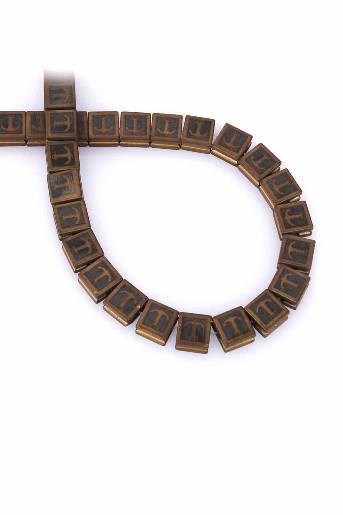 Hematite Natural Stone Matte Brown Square Cut 8x8mm String Of Beads