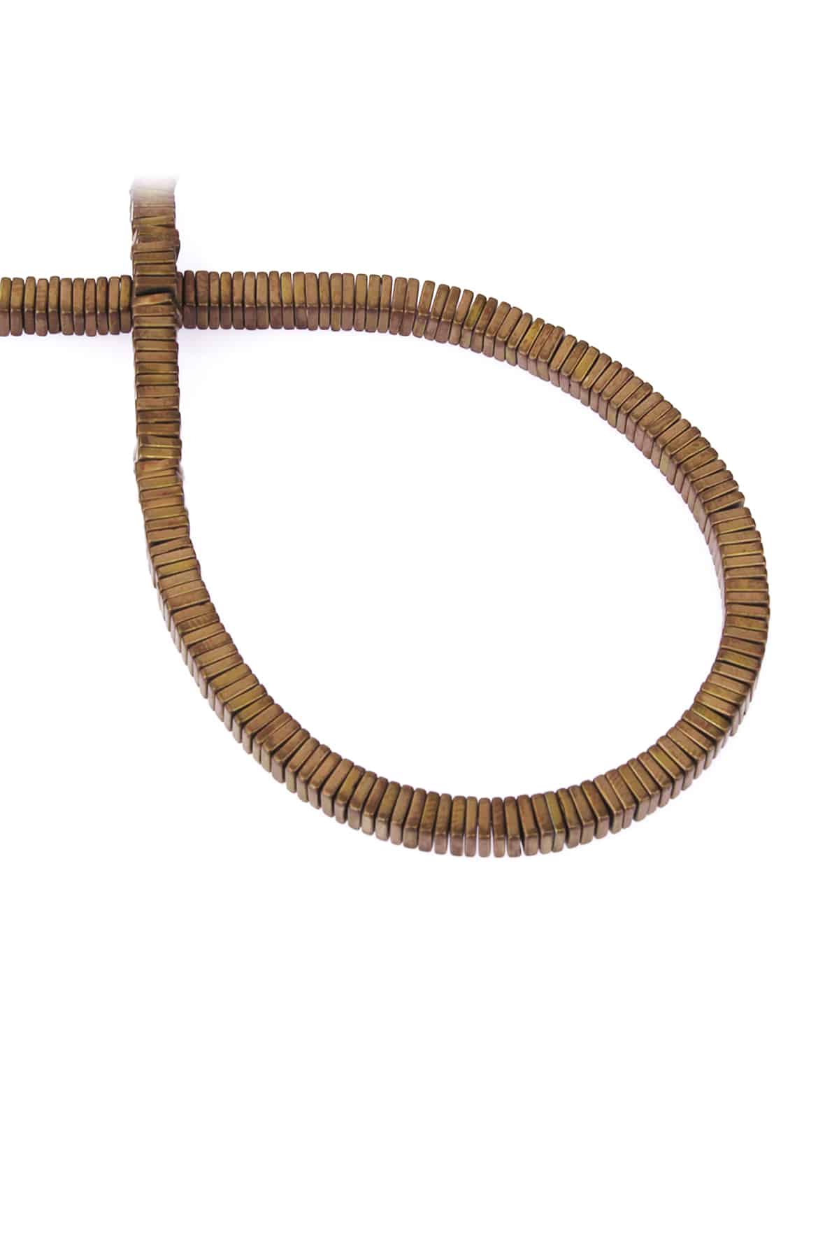 Hematite Natural Stone Matte Brown Square Dore Cut 4x1mm String Of Beads